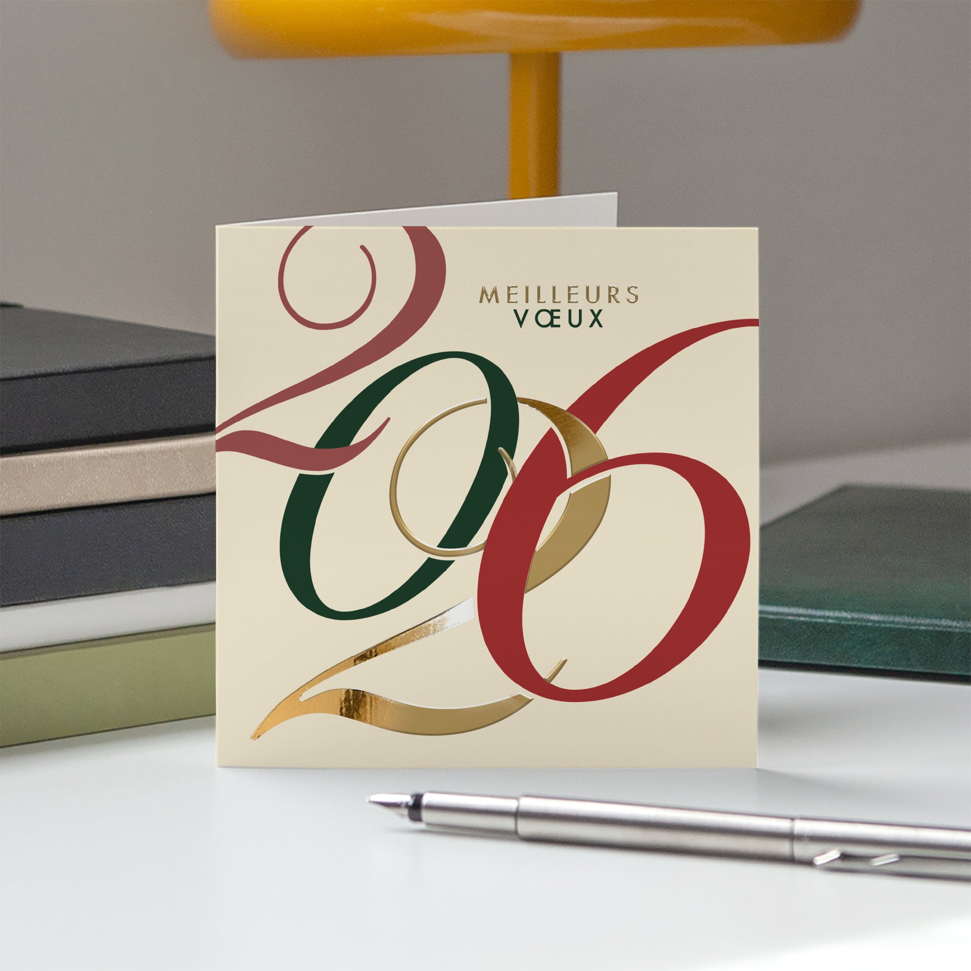 Entremêler Or | Vœux professionnels • Carte de voeux dorure • Carré double photo N° 5