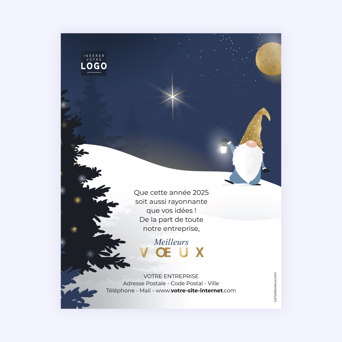 Gnome sous la lune | Vœux professionnels • Carte virtuelle • eCard Image photo N° 1