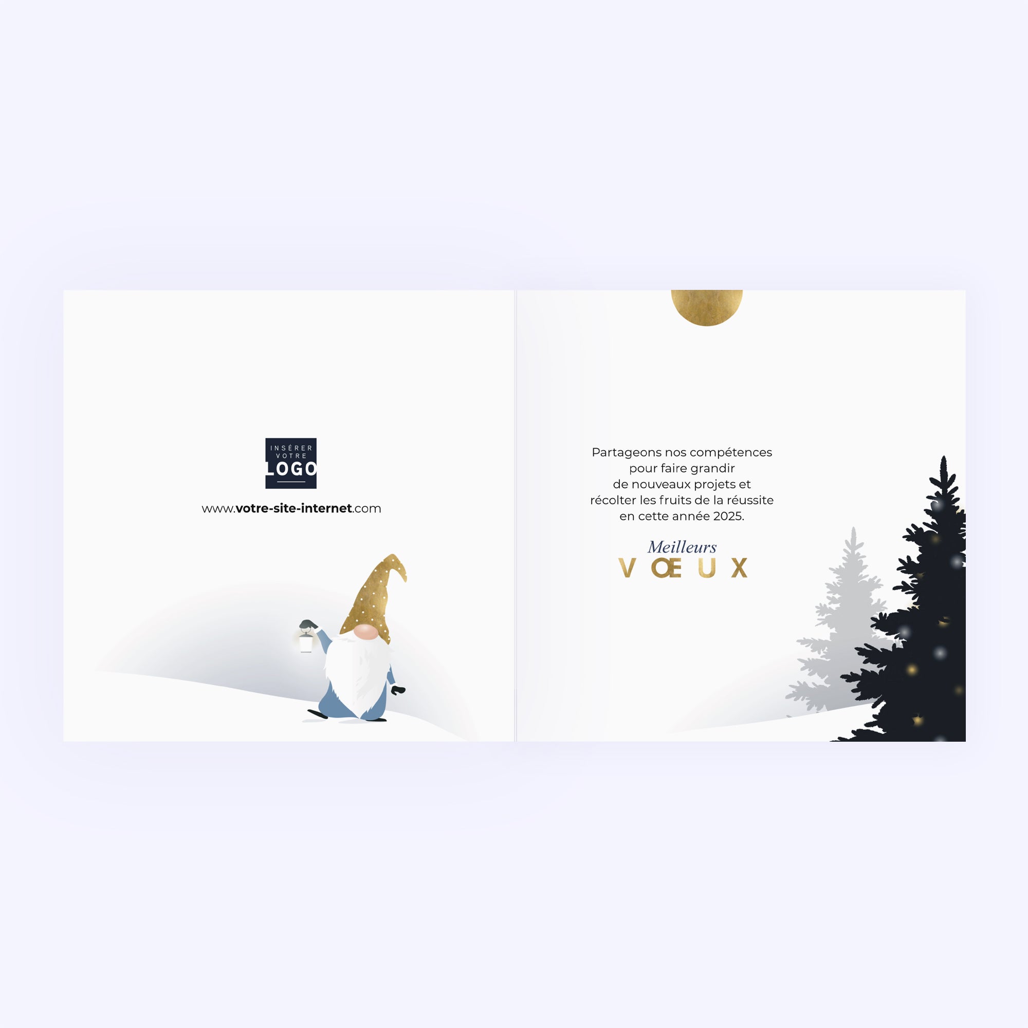 Gnome sous la lune | Vœux professionnels • Carte de voeux • Carré double photo N° 2