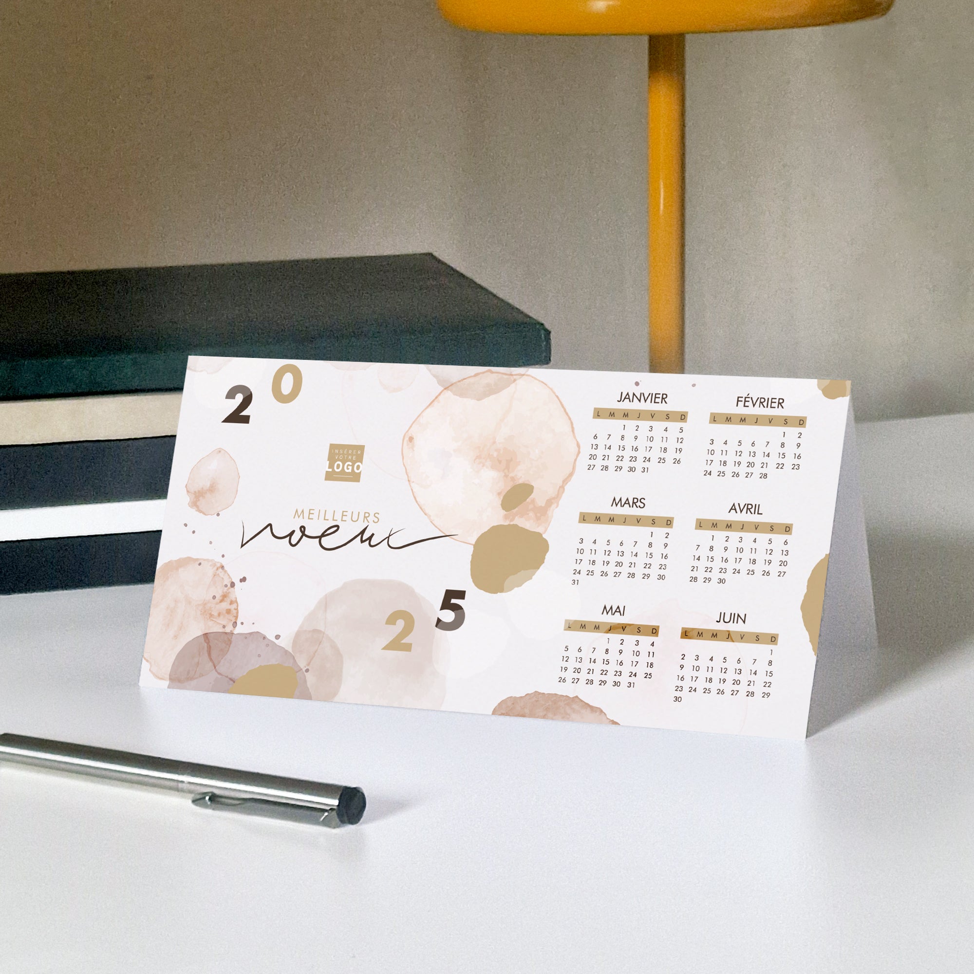 Cercles aquarelle | Vœux professionnels • Calendrier professionnel • Rectangle double photo N° 5