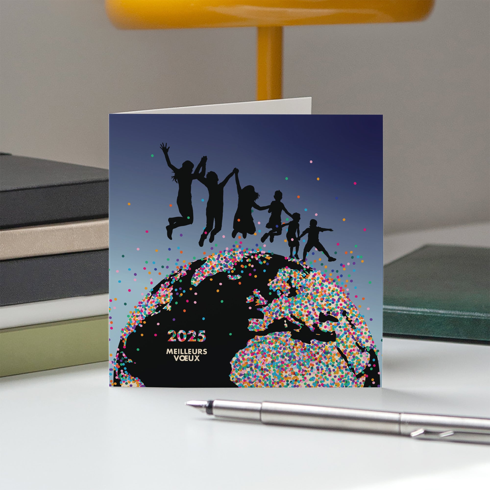 Planète confettis | Vœux professionnels • Carte de voeux • Carré double photo N° 5