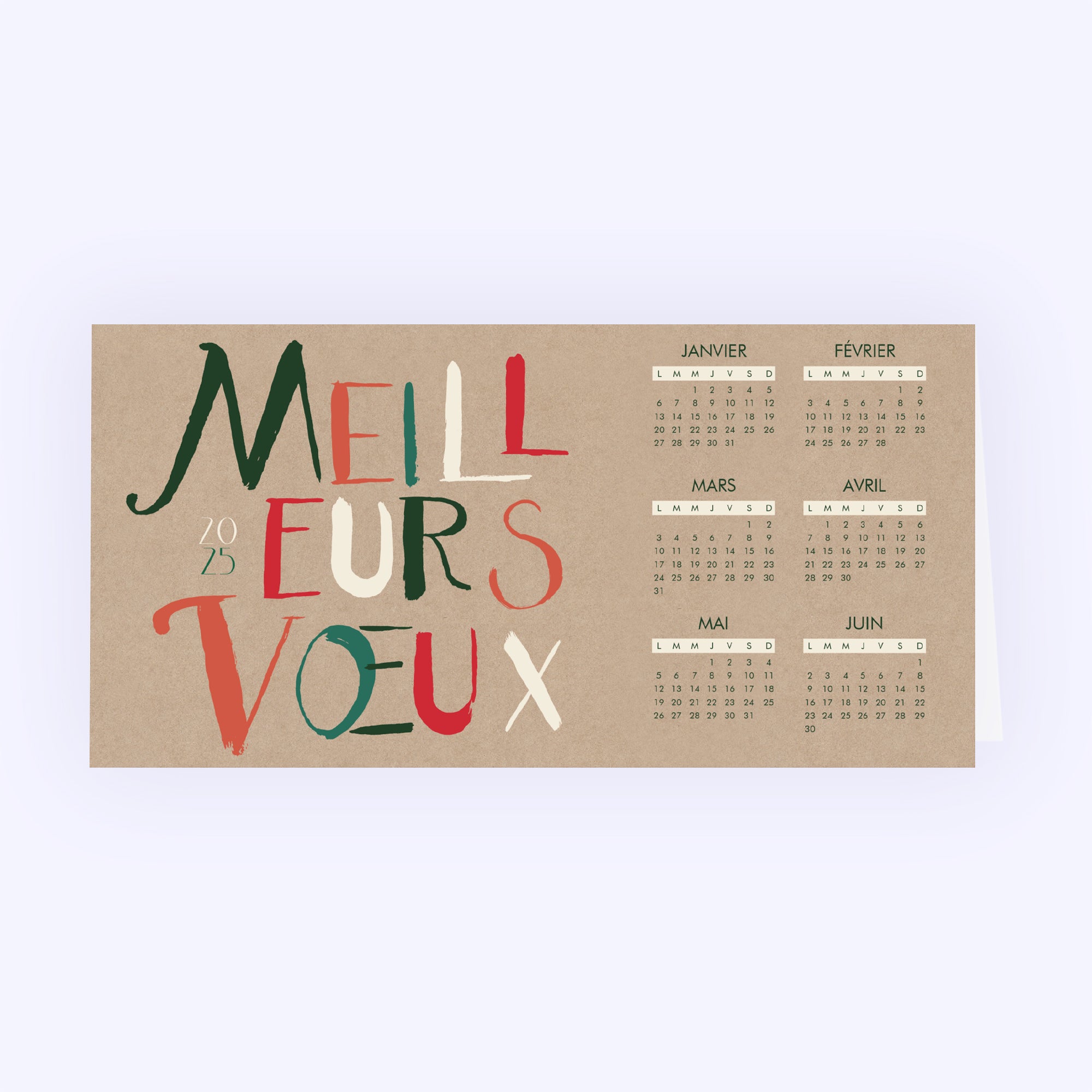 Calligraphie de Noël kraft | Vœux professionnels • Calendrier professionnel • Rectangle double photo N° 1