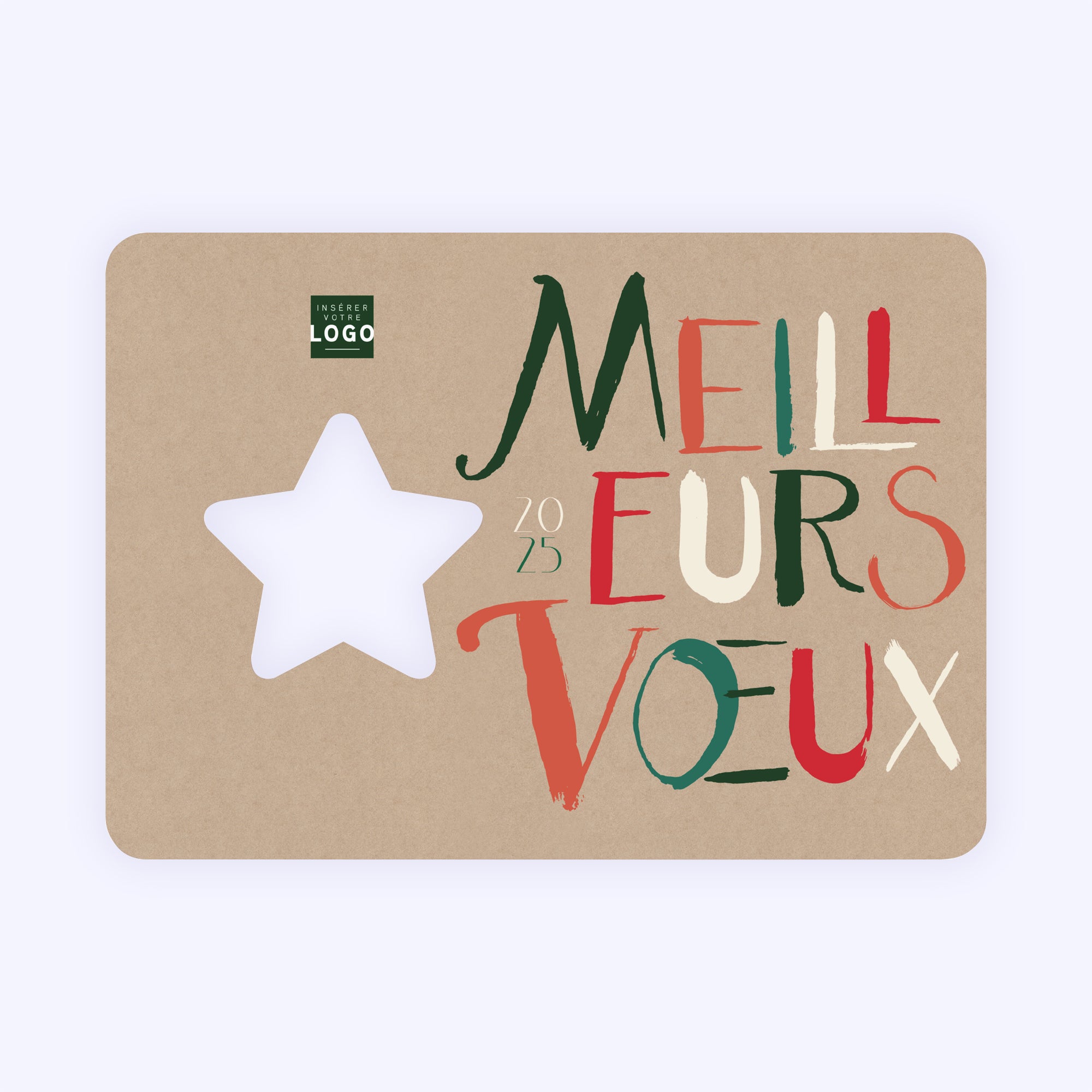 Calligraphie de Noël kraft | Vœux professionnels • Carte de voeux • Horizontal étoile photo N° 1