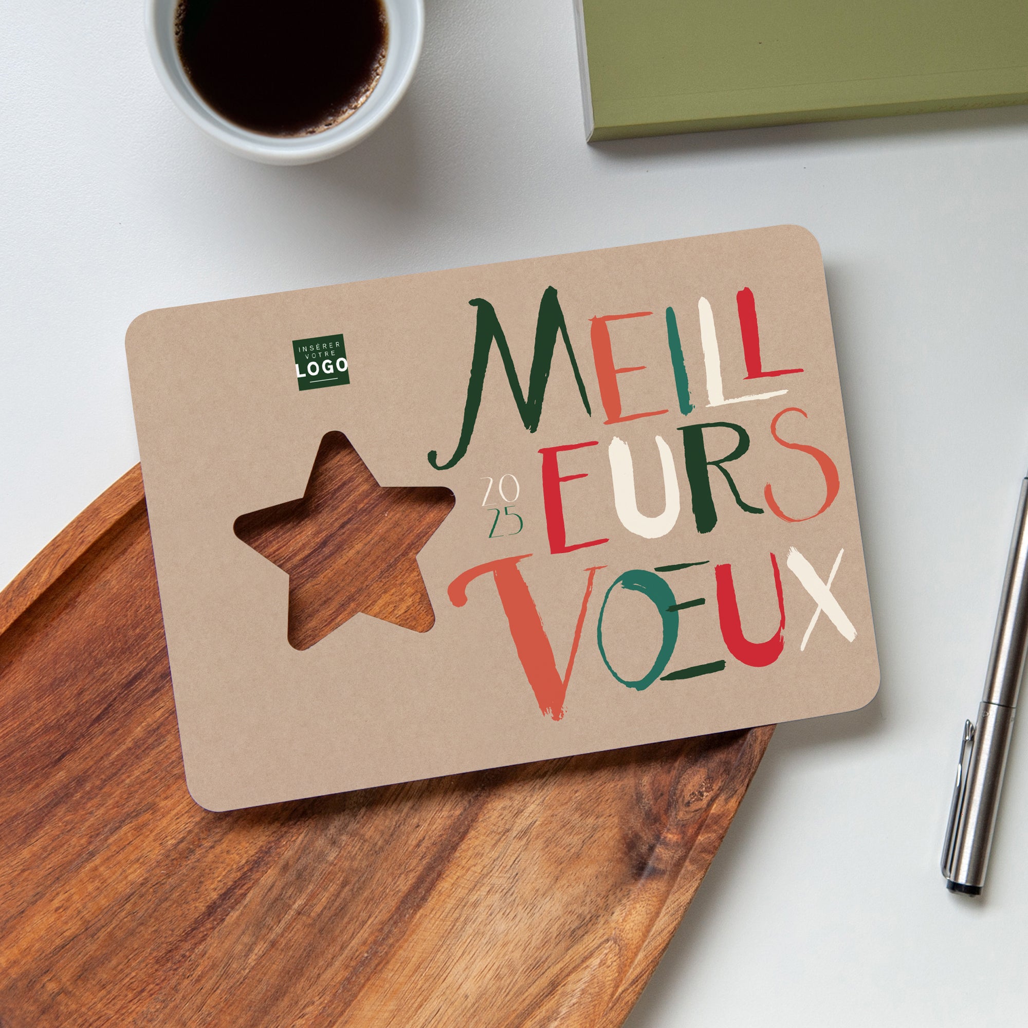 Calligraphie de Noël kraft | Vœux professionnels • Carte de voeux • Horizontal étoile photo N° 4