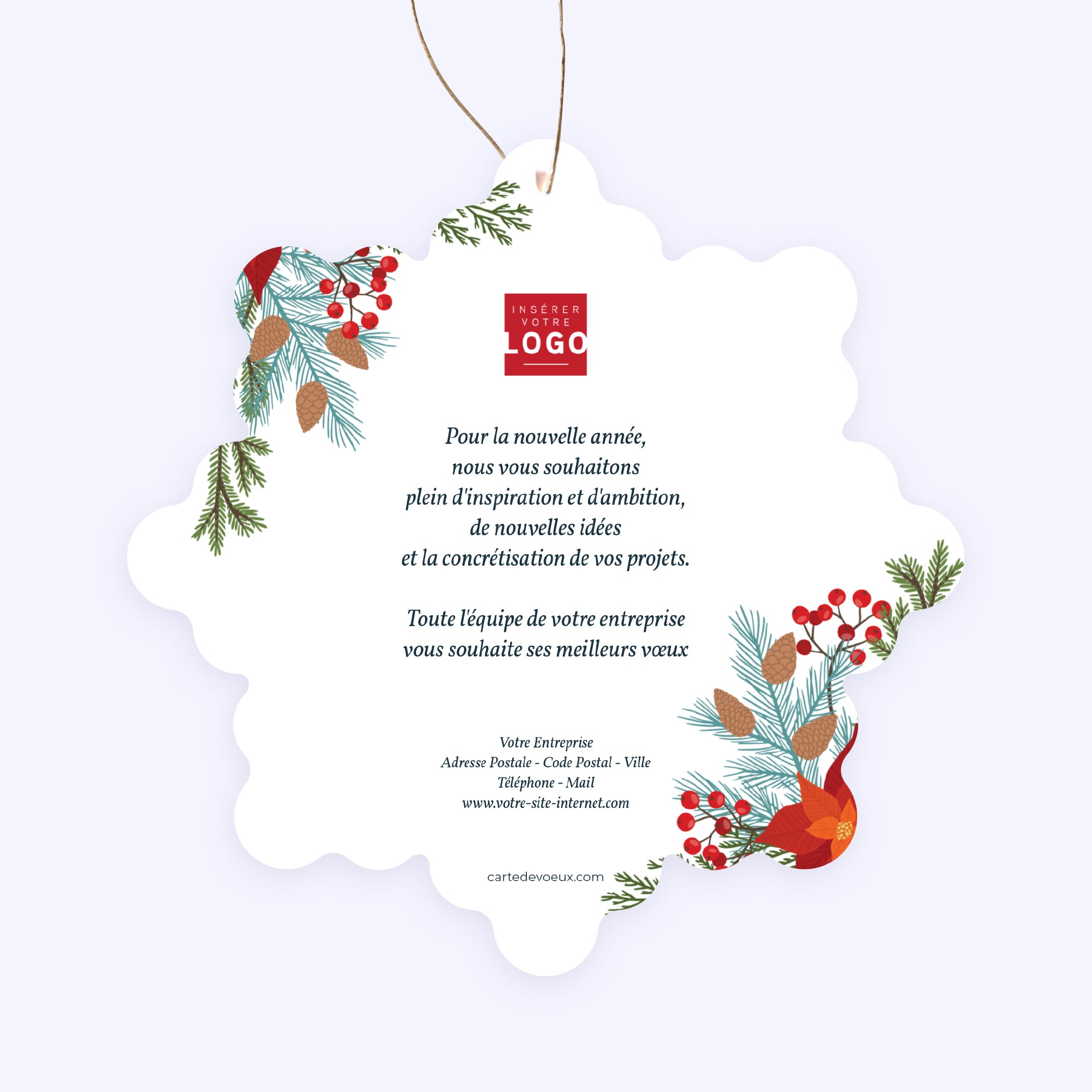 Christmas vegetal | Vœux professionnels • Boule de Noël papier • Flocon photo N° 2