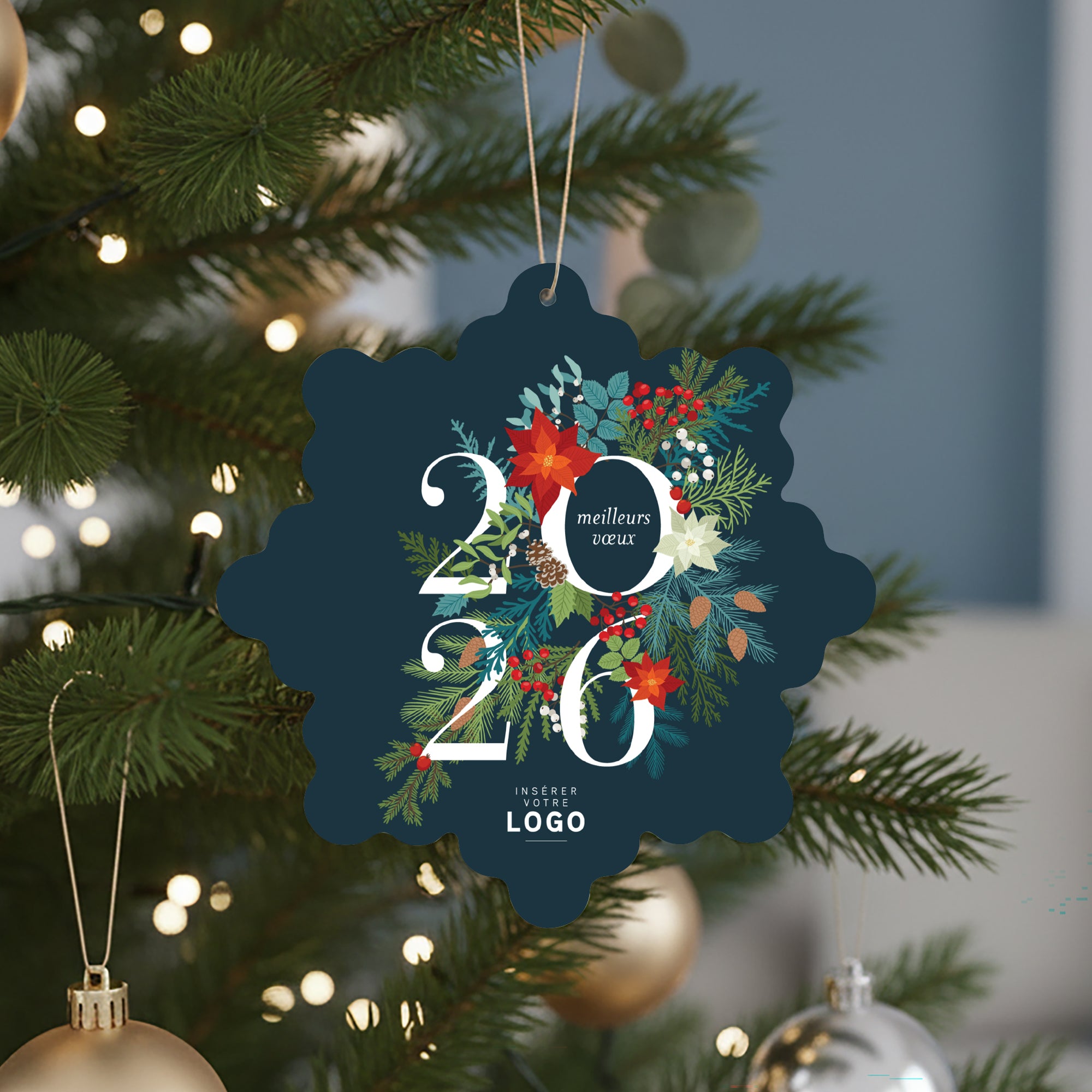 Christmas vegetal | Vœux professionnels • Boule de Noël papier • Flocon photo N° 4