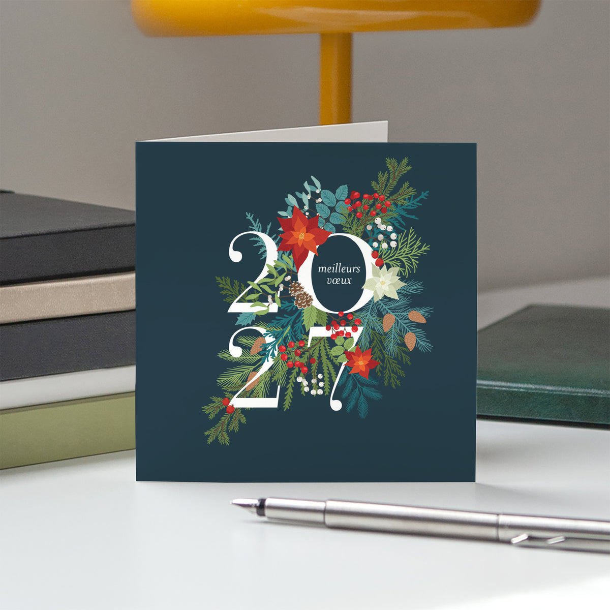 Christmas vegetal | Vœux professionnels • Carte de voeux • Carré double photo N° 5