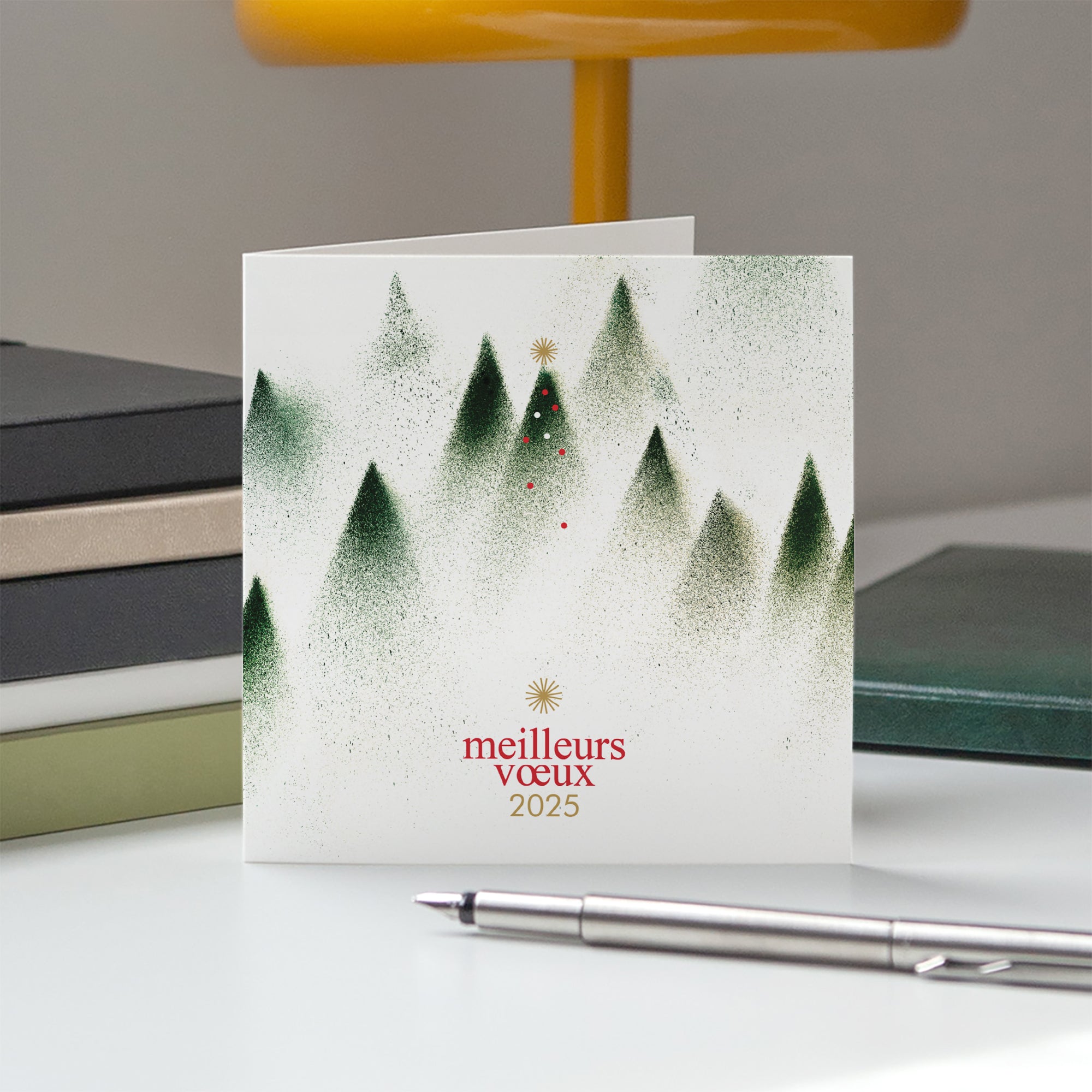 Forêt embrumée | Vœux professionnels • Carte de voeux • Carré double photo N° 5