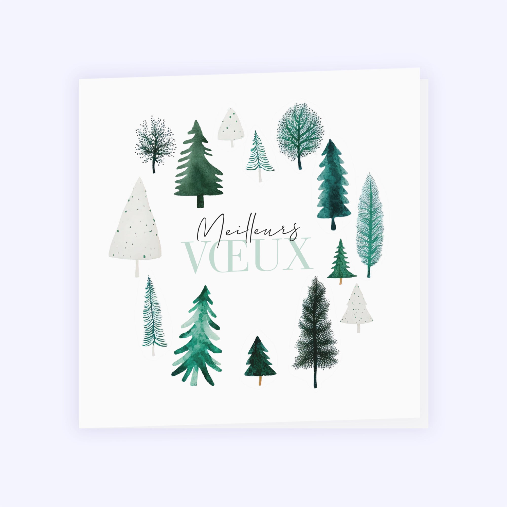 Forêt de sapins | Vœux professionnels • Carte de voeux • Carré double photo N° 1