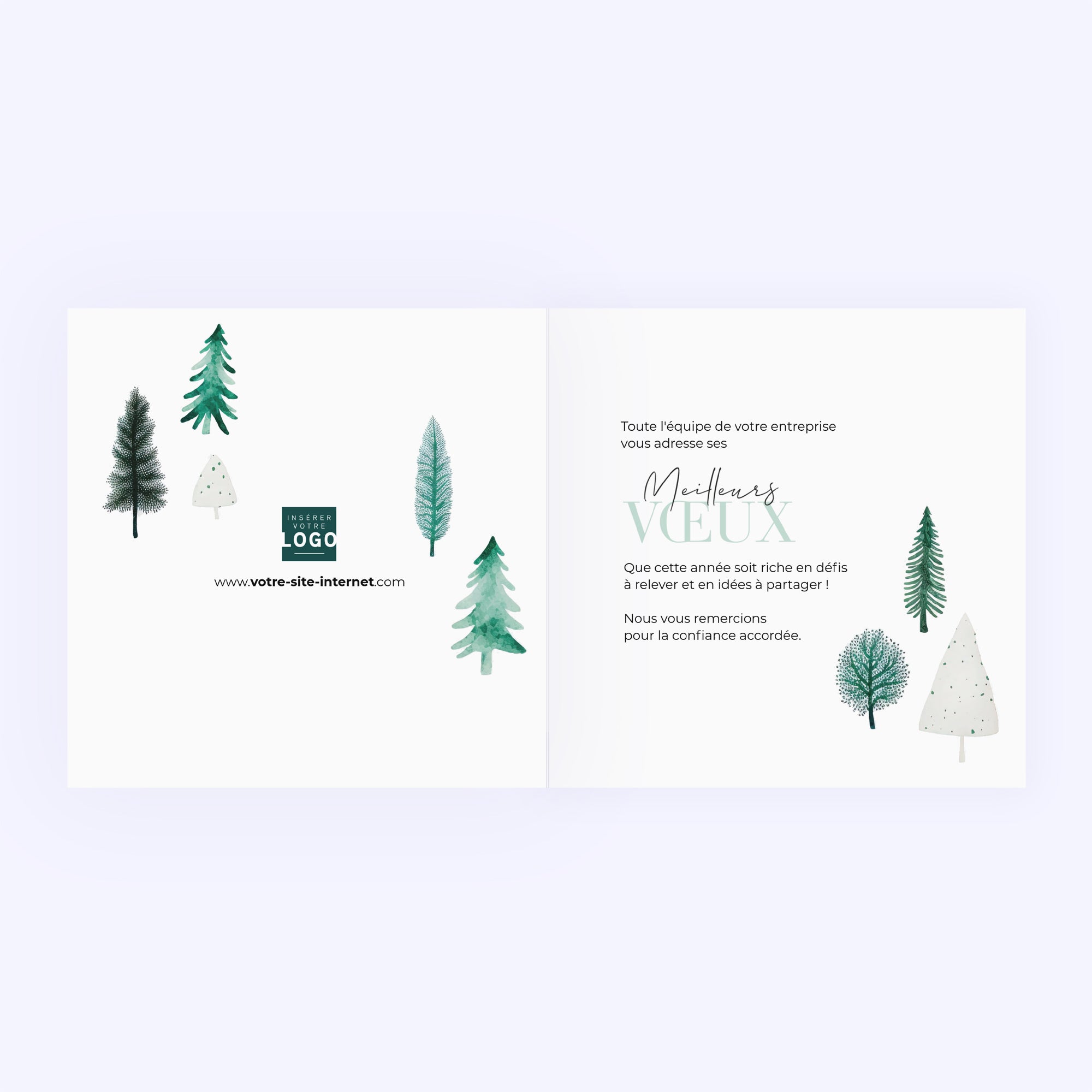 Forêt de sapins | Vœux professionnels • Carte de voeux • Carré double photo N° 2