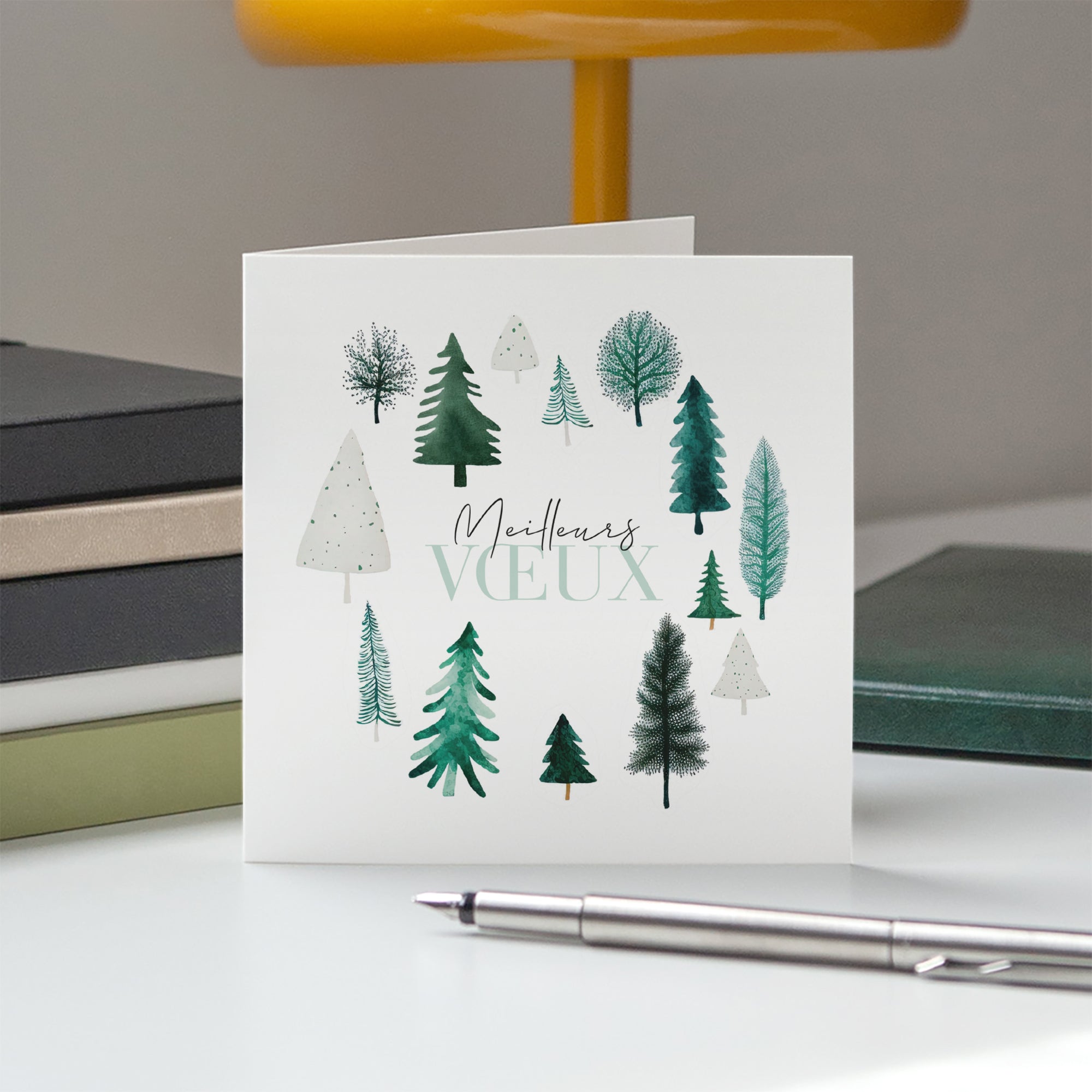 Forêt de sapins | Vœux professionnels • Carte de voeux • Carré double photo N° 5