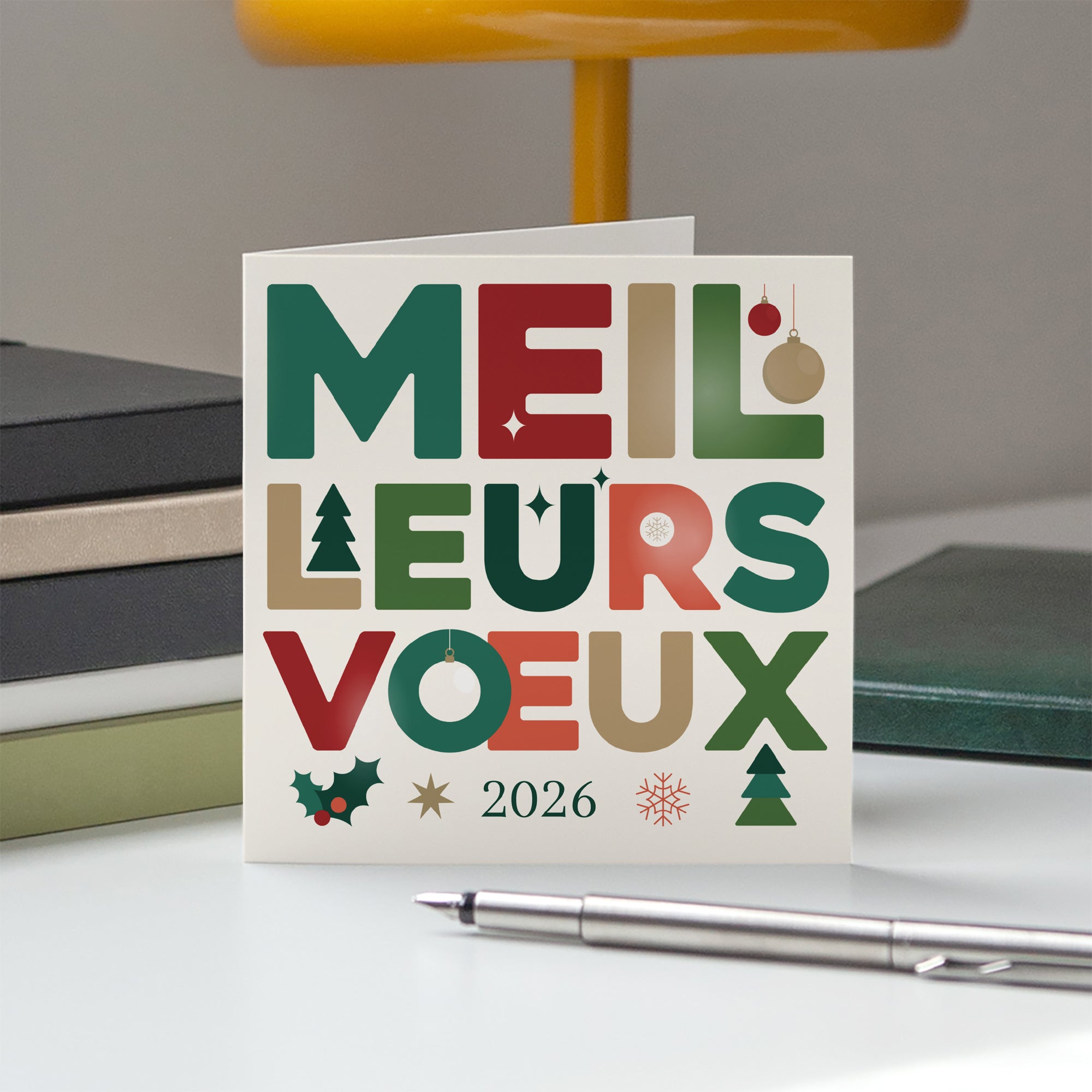 Xmas typo | Vœux professionnels • Carte de voeux • Carré double photo N° 5