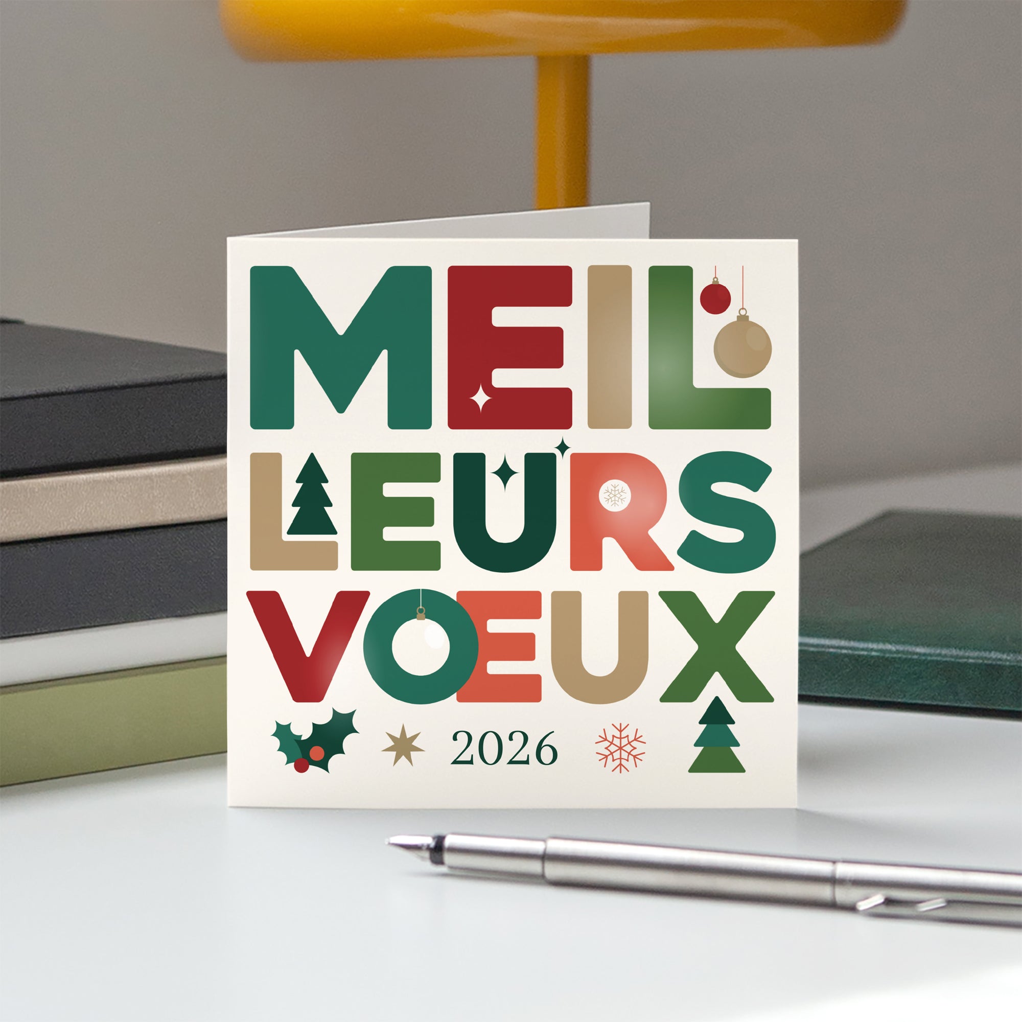 Xmas typo | Vœux professionnels • Carte de voeux • Carré double photo N° 5