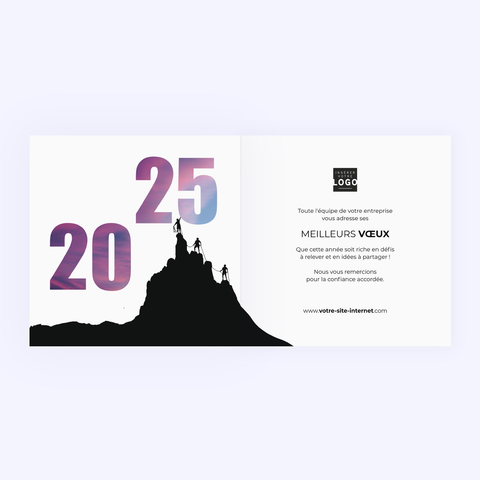 Sommet | Vœux professionnels • Carte de voeux • Carré double photo N° 2