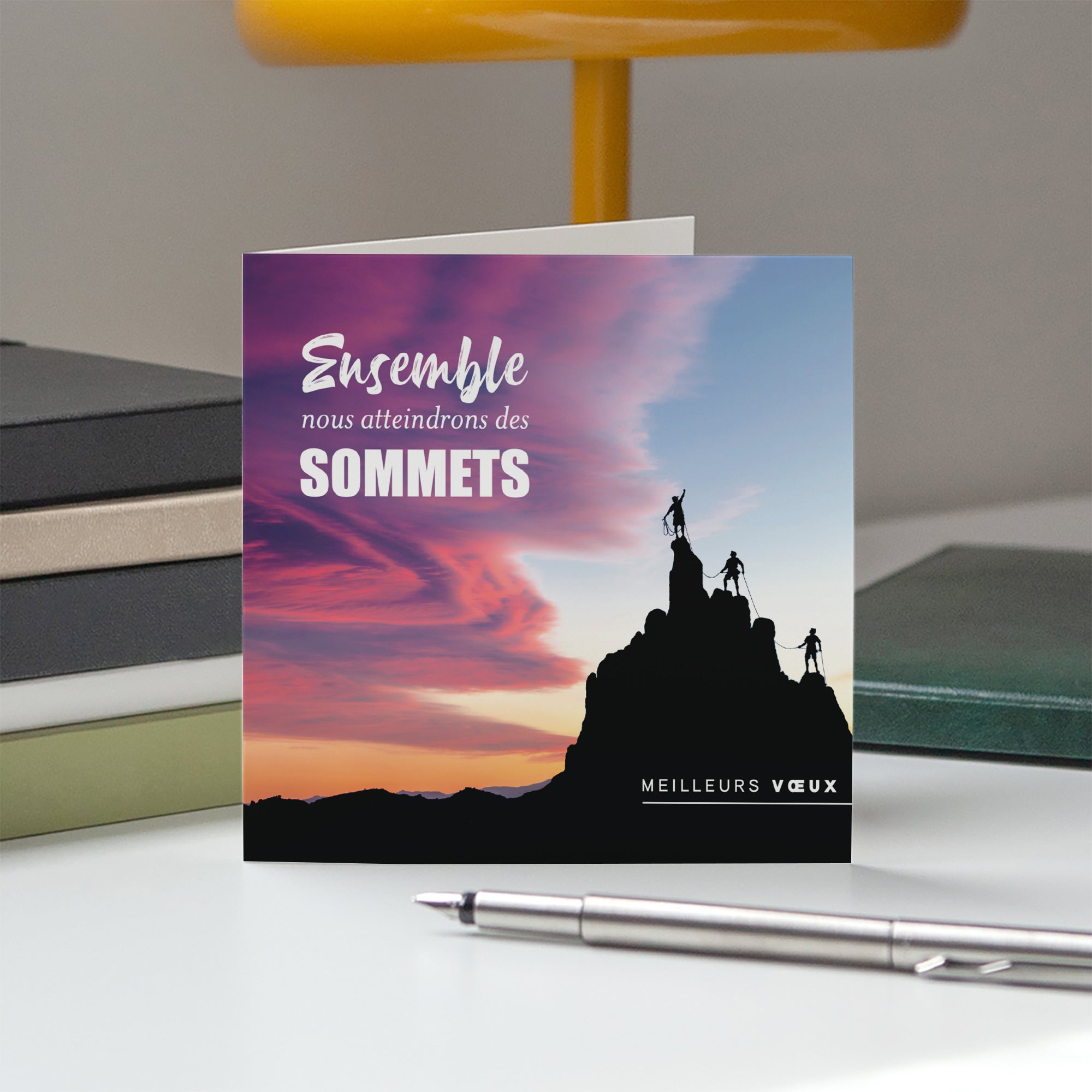 Sommet | Vœux professionnels • Carte de voeux • Carré double photo N° 5