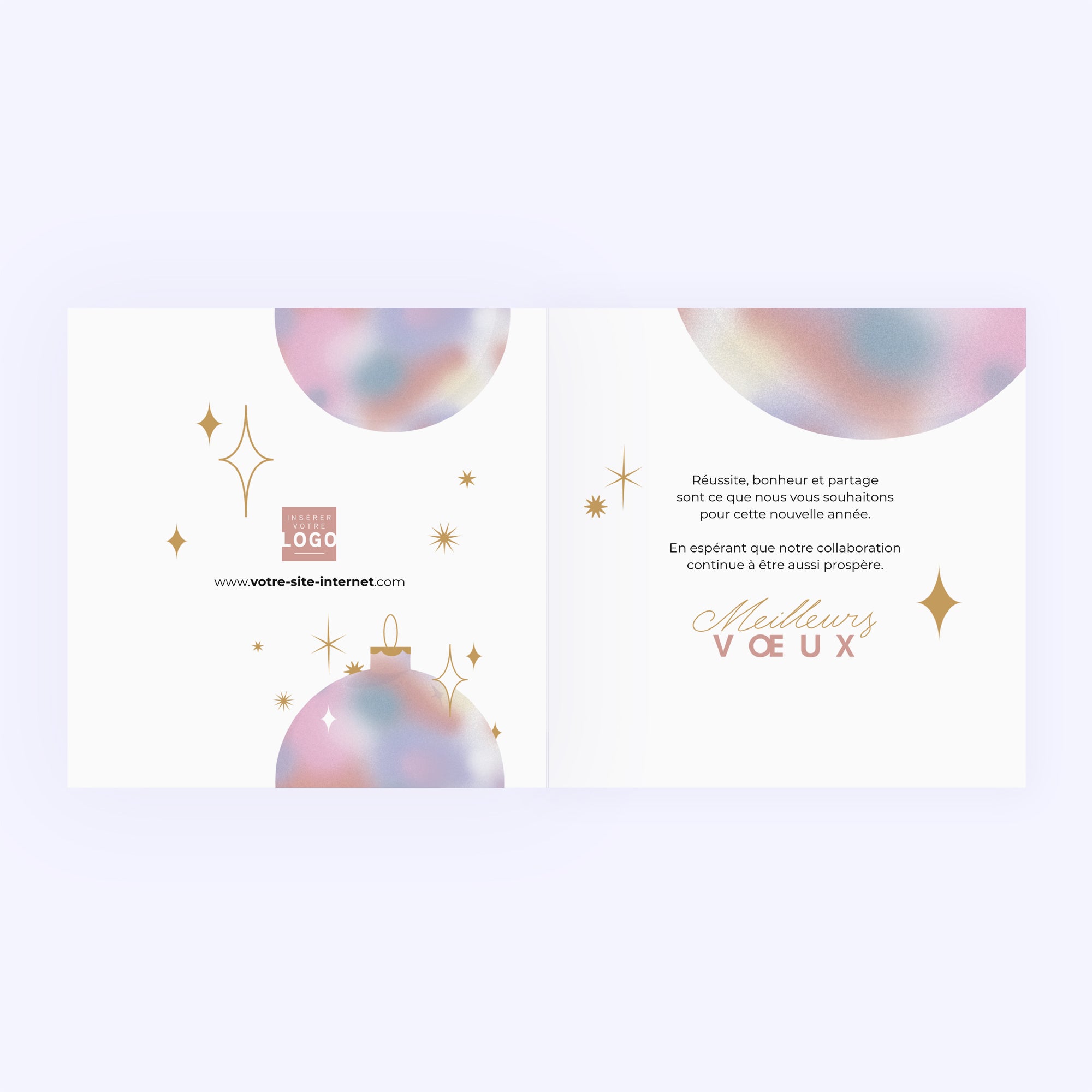 La boule | Vœux professionnels • Carte de voeux dorure • Carré double photo N° 2