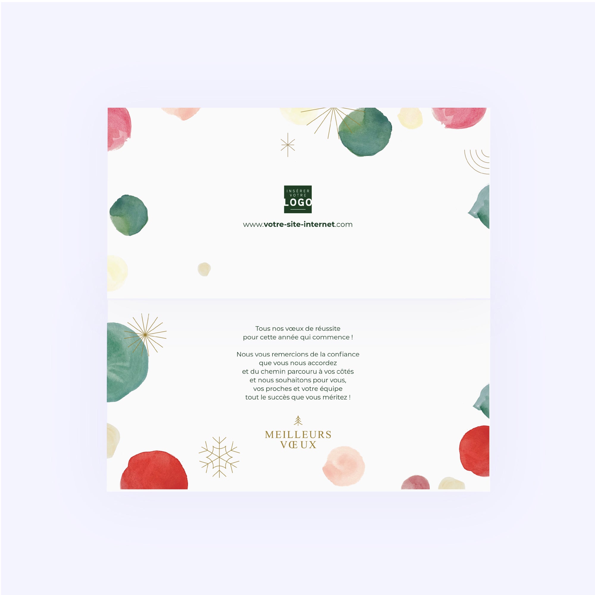 Pois aquarelle | Vœux professionnels • Calendrier professionnel • Rectangle double photo N° 2