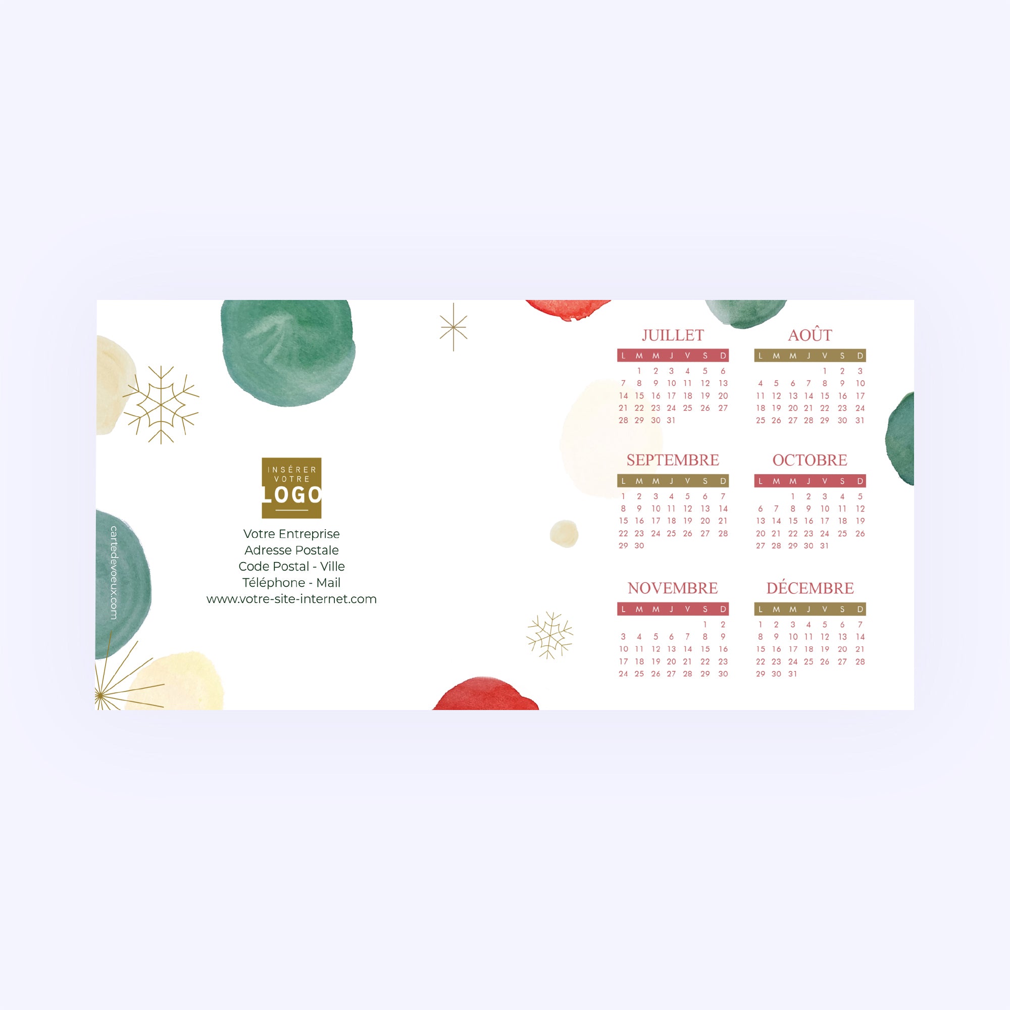 Pois aquarelle | Vœux professionnels • Calendrier professionnel • Rectangle double photo N° 3