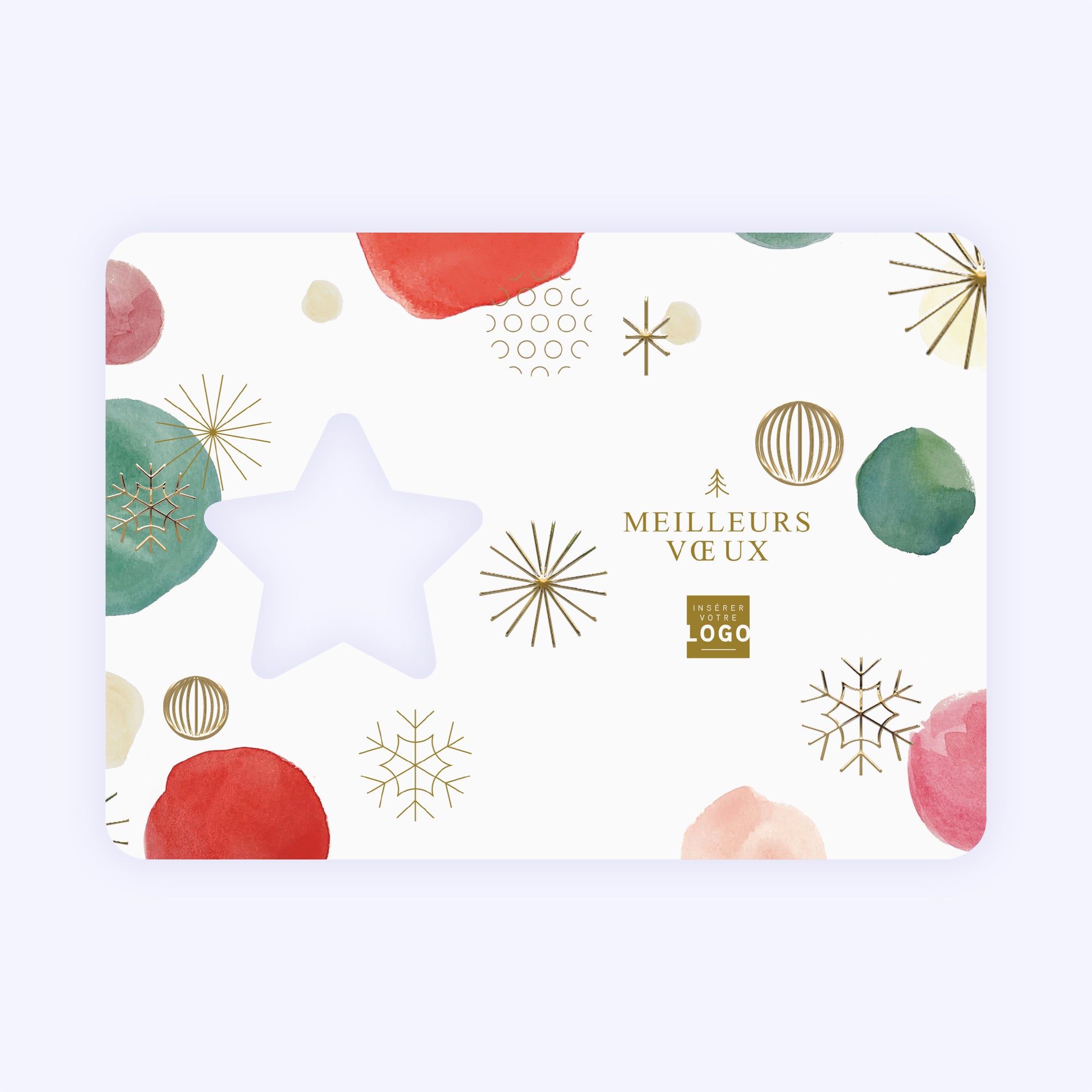 Pois aquarelle | Vœux professionnels • Carte de voeux dorure • Horizontal étoile photo N° 1