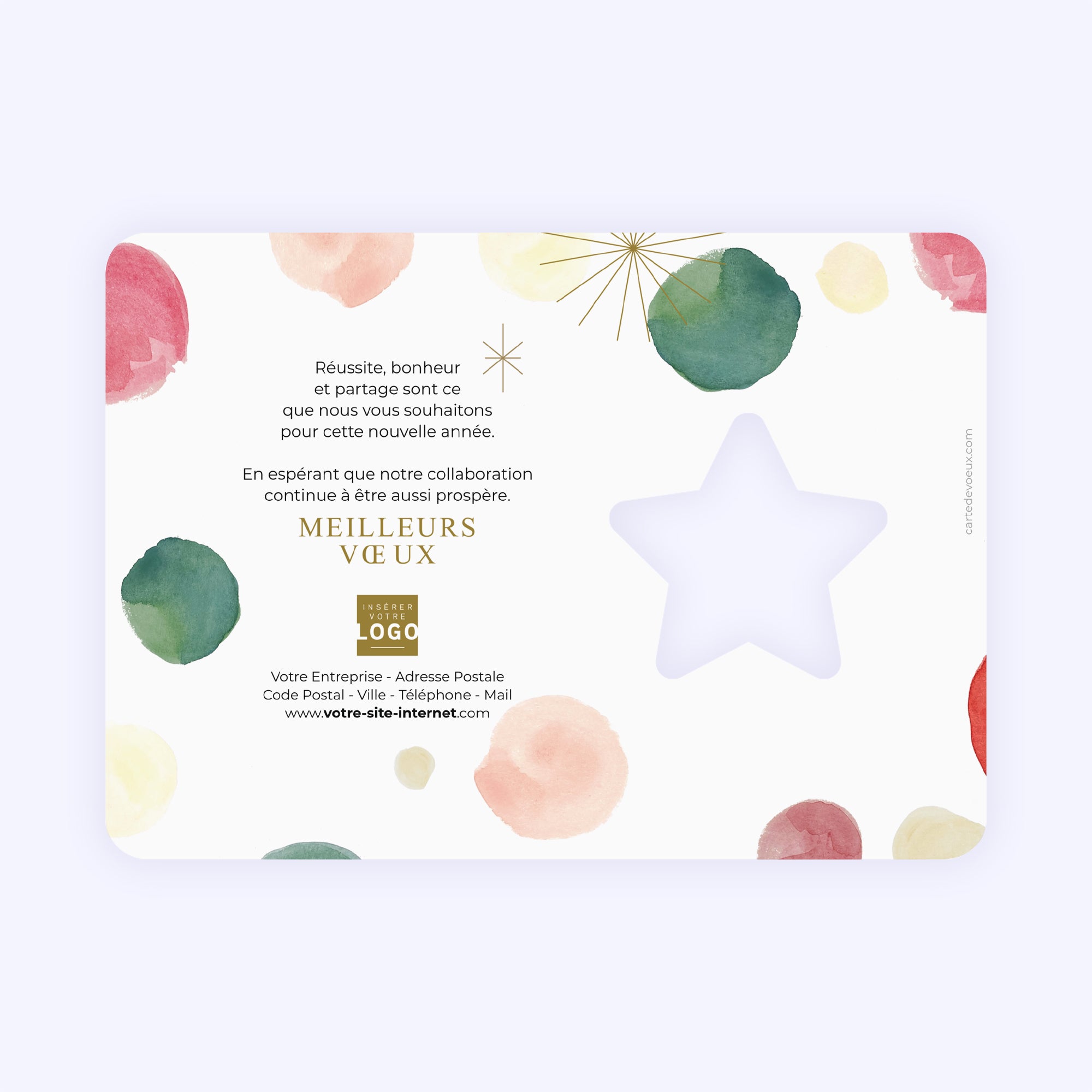 Pois aquarelle | Vœux professionnels • Carte de voeux dorure photo N° 2