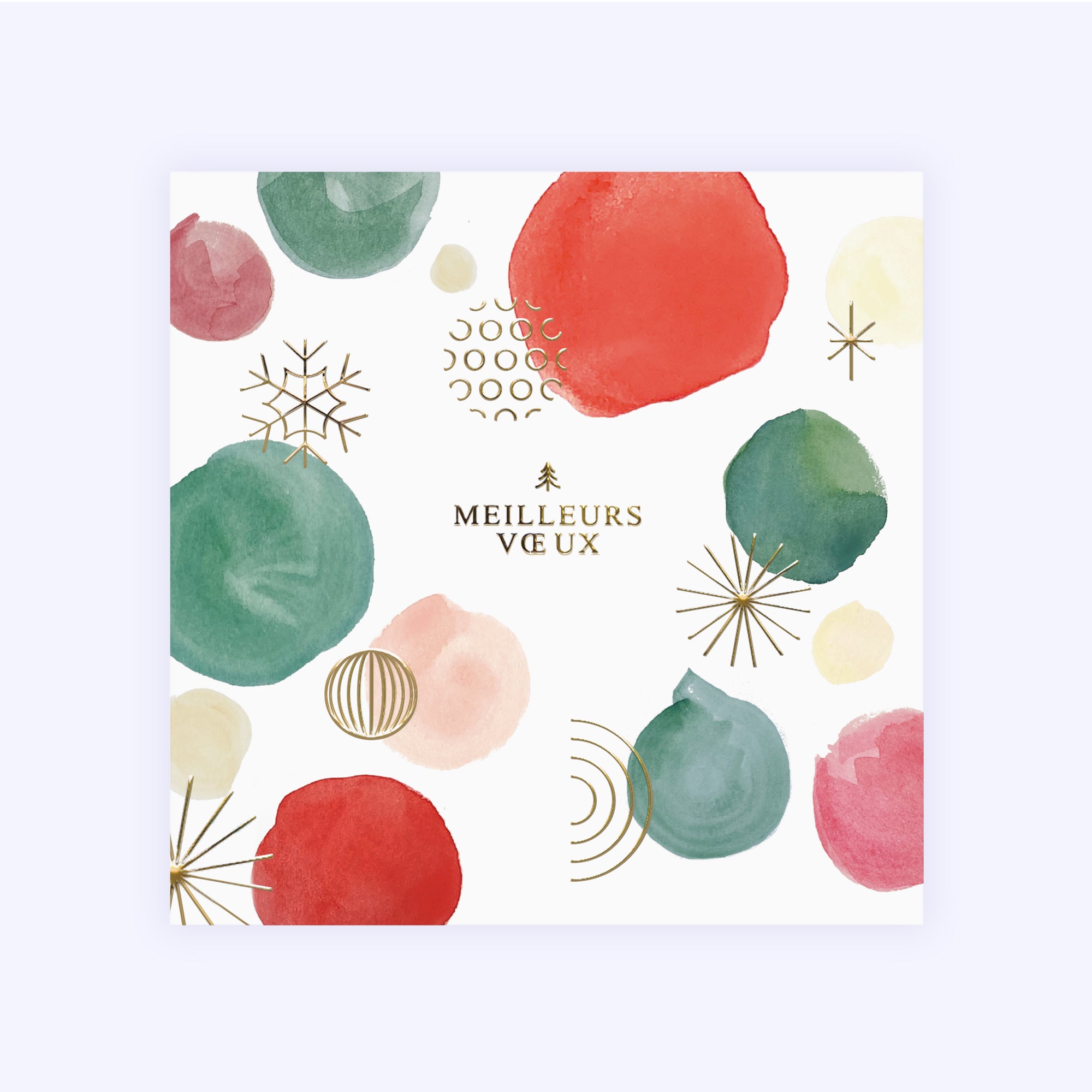 Pois aquarelle | Vœux professionnels • Carte de voeux dorure • Carré photo N° 1