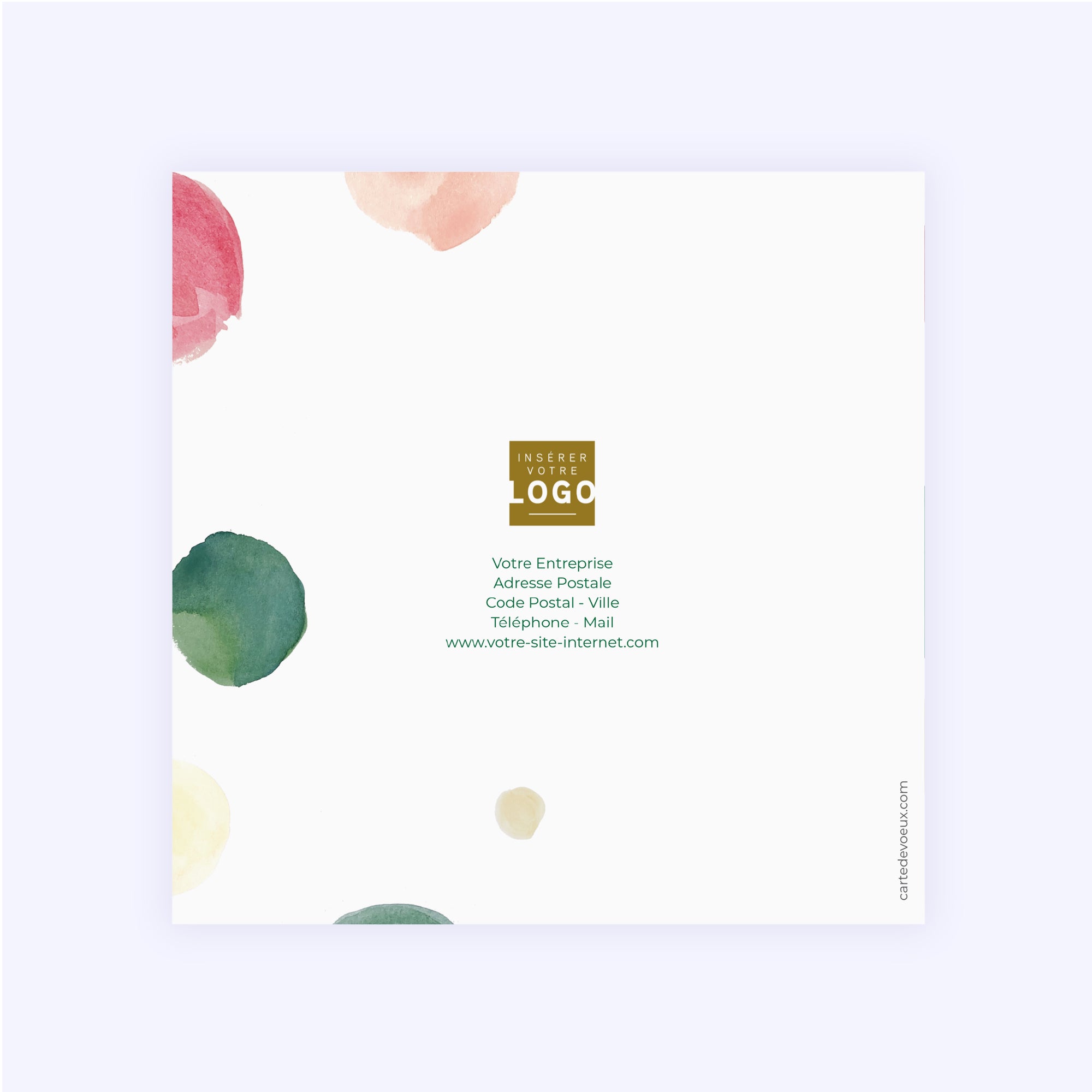 Pois aquarelle | Vœux professionnels • Carte de voeux dorure • Carré double photo N° 3