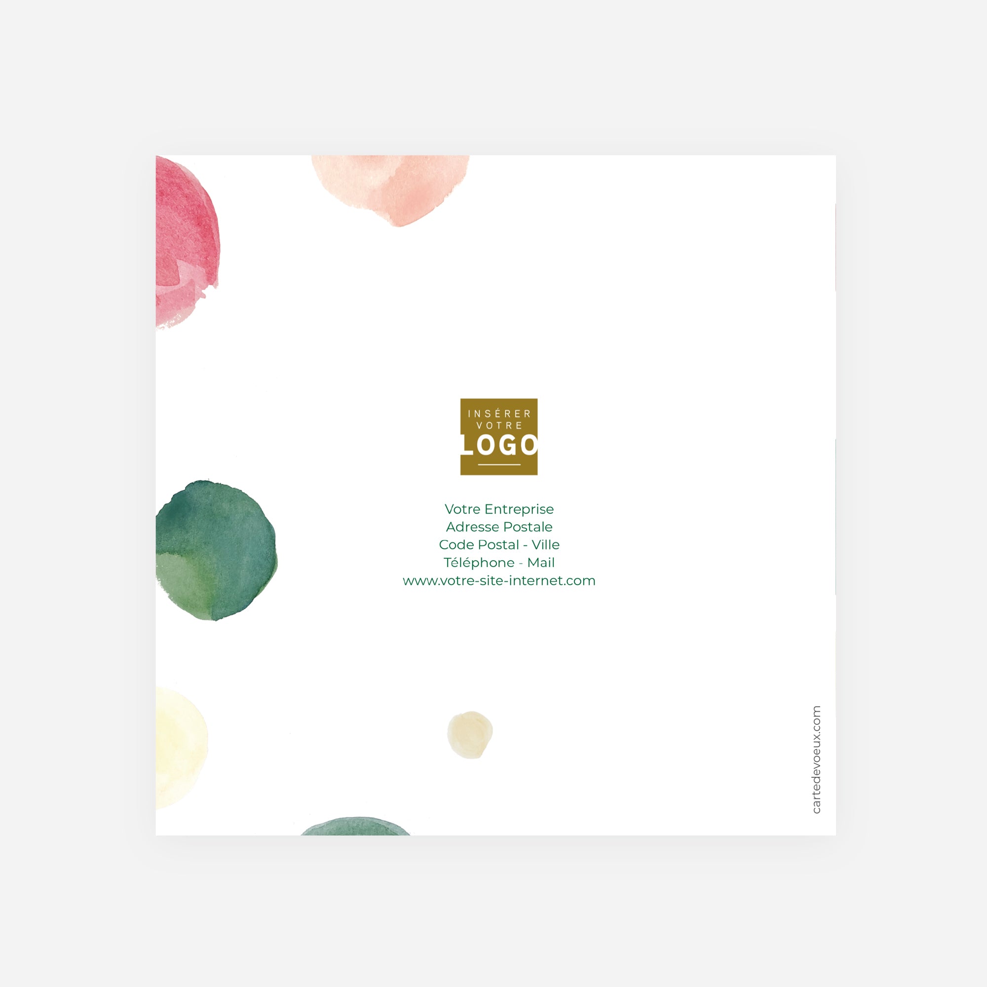 Pois aquarelle | Vœux professionnels • Carte de voeux dorure • Carré double photo N° 3