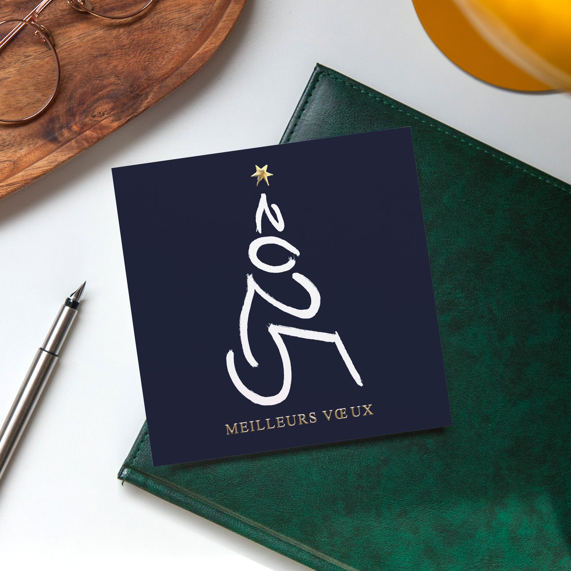 Sapin millésime | Vœux professionnels • Carte de voeux dorure photo N° 4