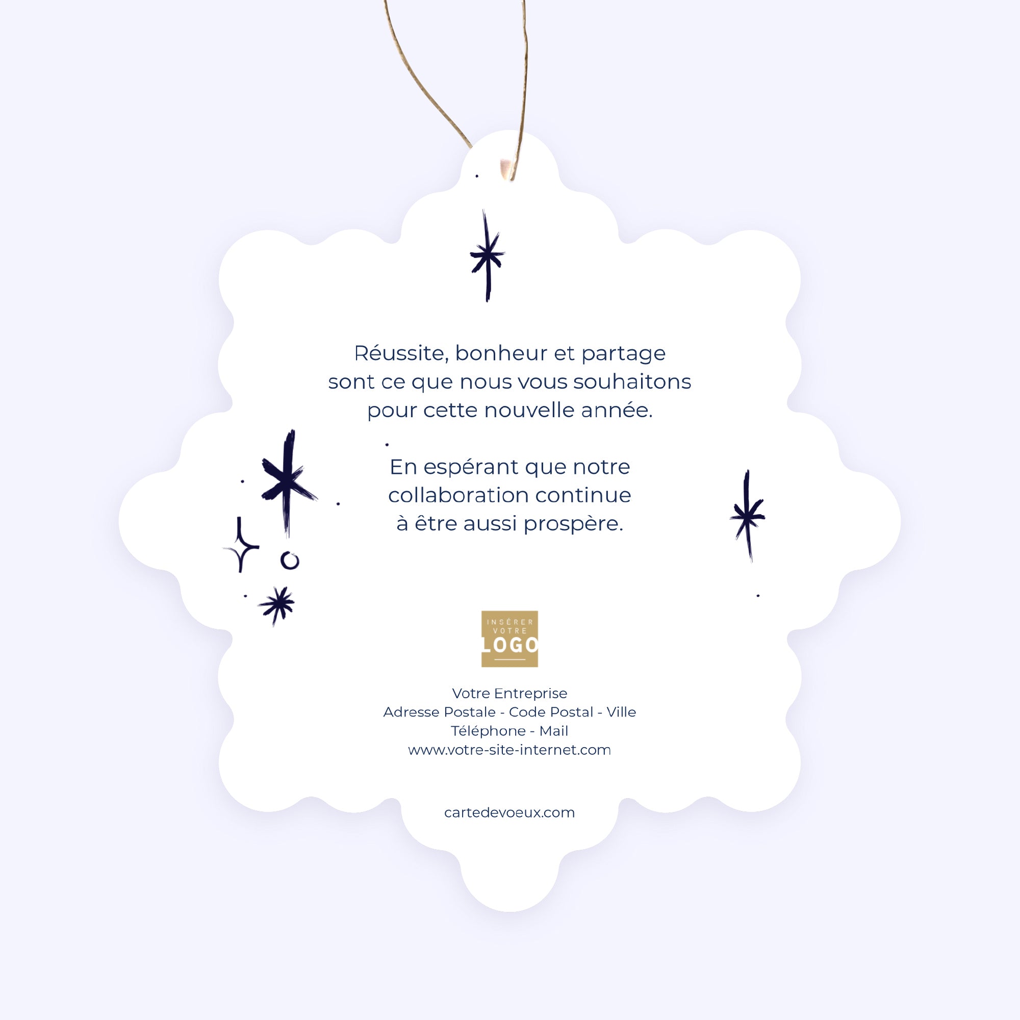 Gold marker | Vœux professionnels • Boule de Noël papier • Flocon photo N° 2