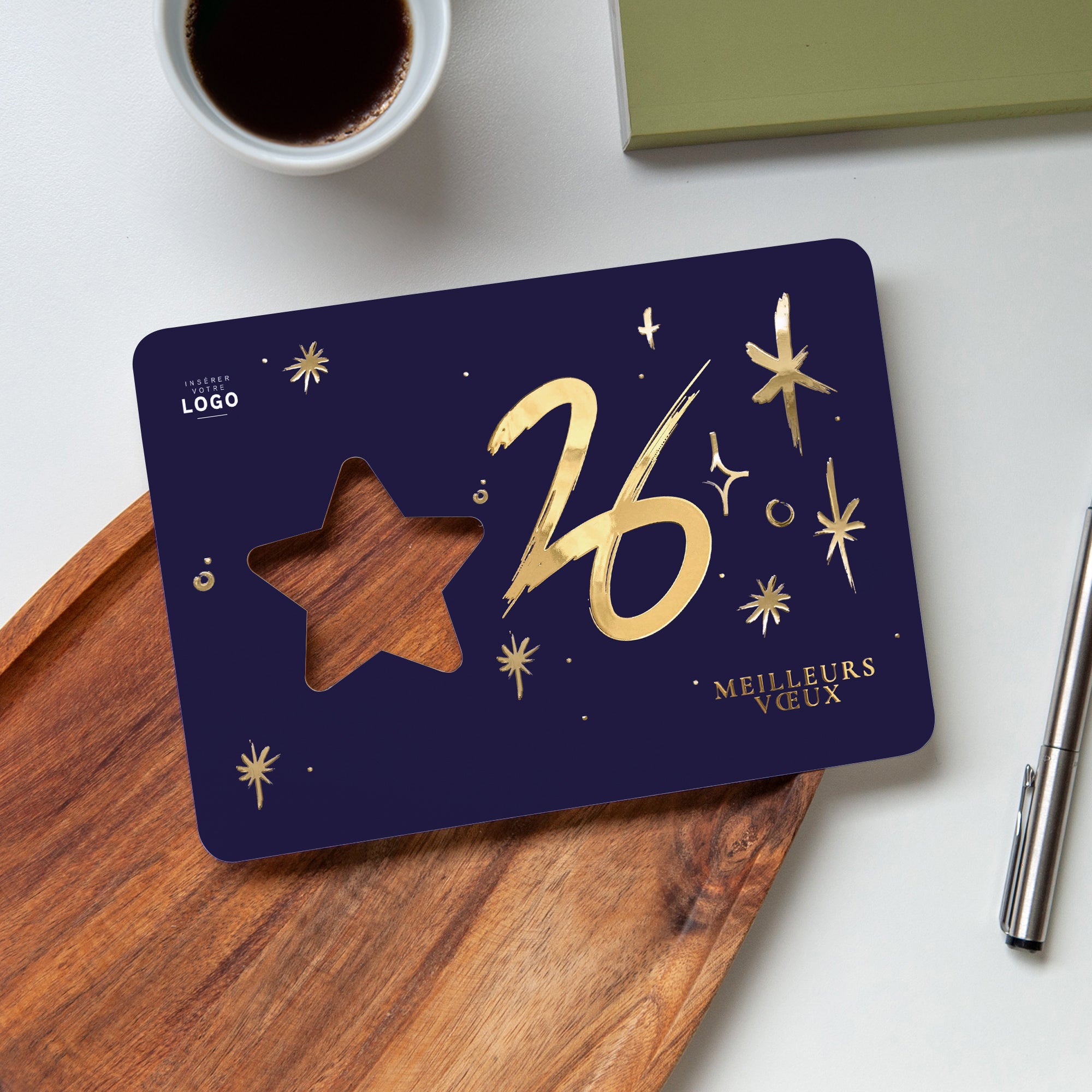 Gold marker | Vœux professionnels • Carte de voeux dorure • Horizontal étoile photo N° 4