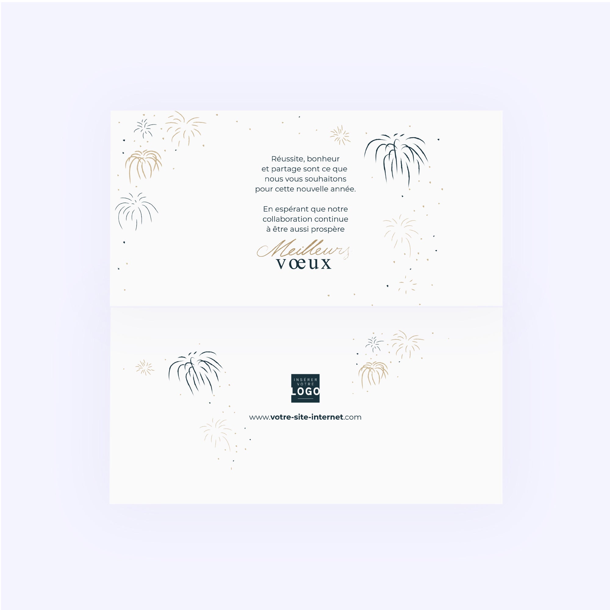 Golden fireworks | Vœux professionnels • Calendrier professionnel • Rectangle double photo N° 2