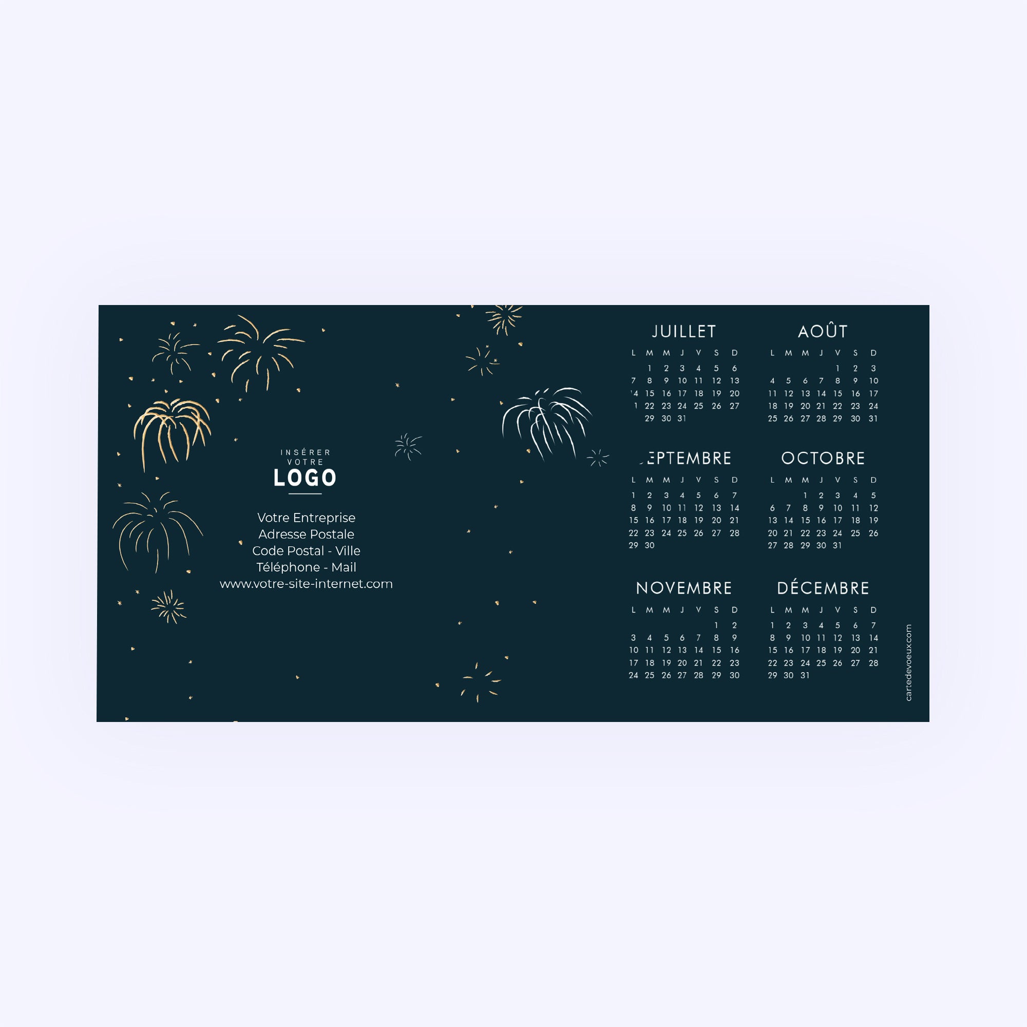 Golden fireworks | Vœux professionnels • Calendrier professionnel • Rectangle double photo N° 3