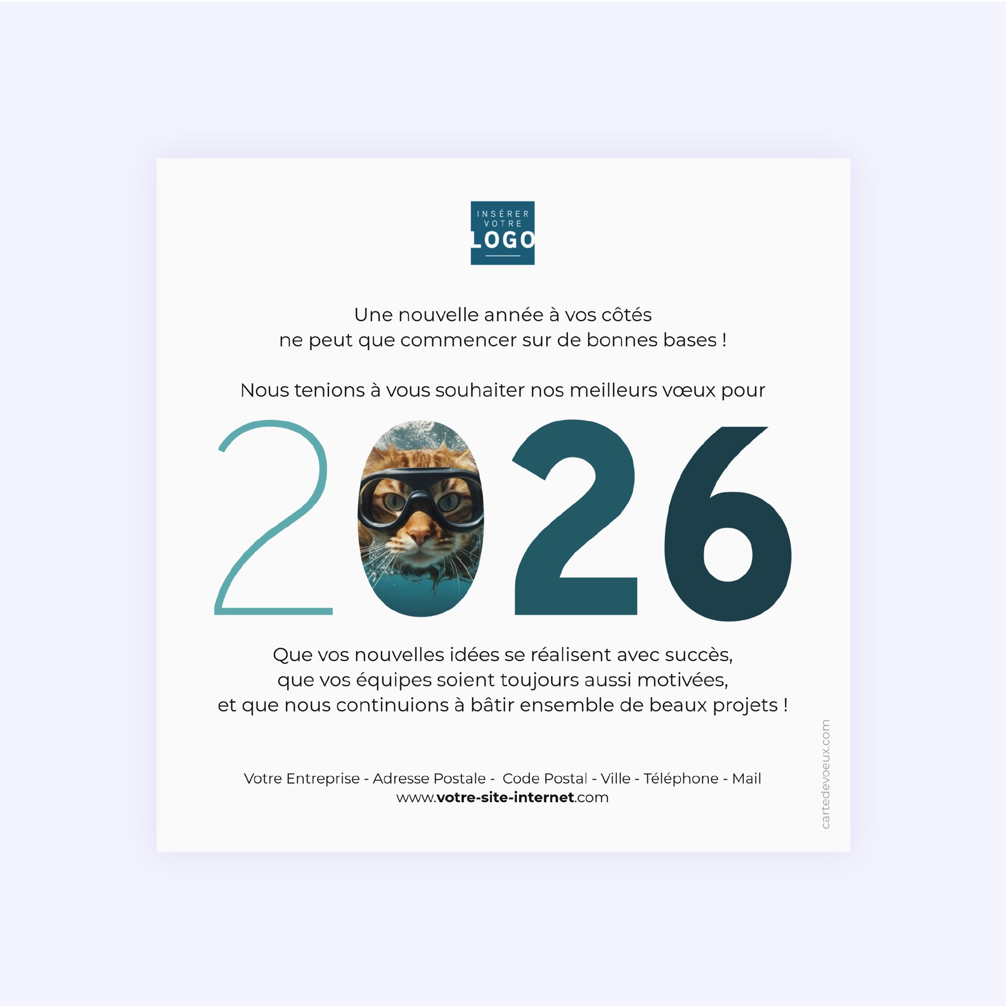 Chat(leureuse) année | Vœux professionnels • Carte de voeux • Carré photo N° 2