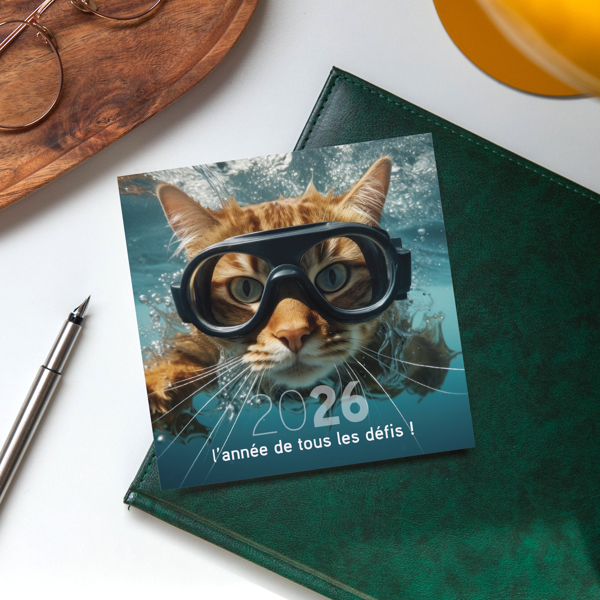 Chat(leureuse) année | Vœux professionnels • Carte de voeux • Carré photo N° 4