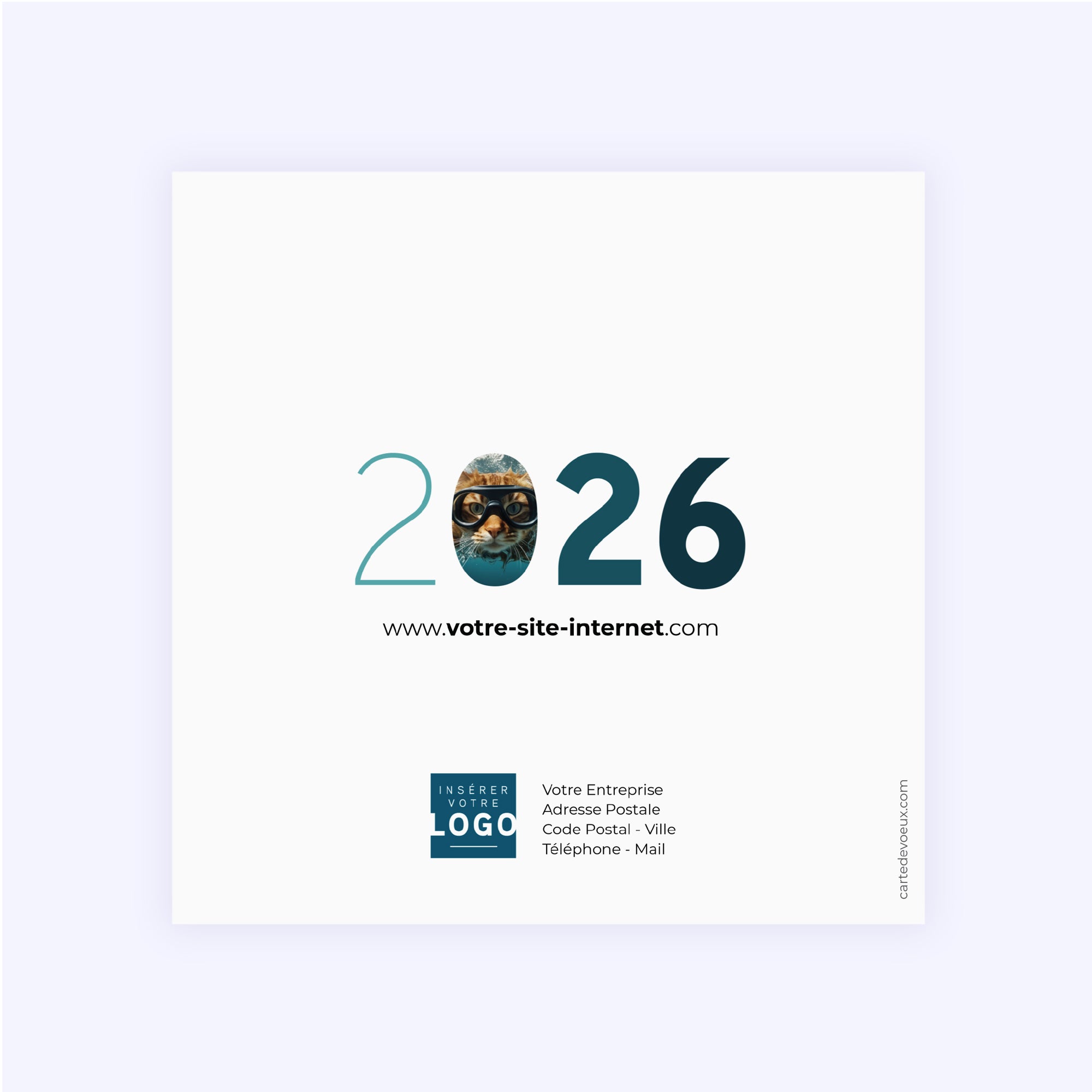 Chat(leureuse) année | Vœux professionnels • Carte de voeux • Carré double photo N° 3