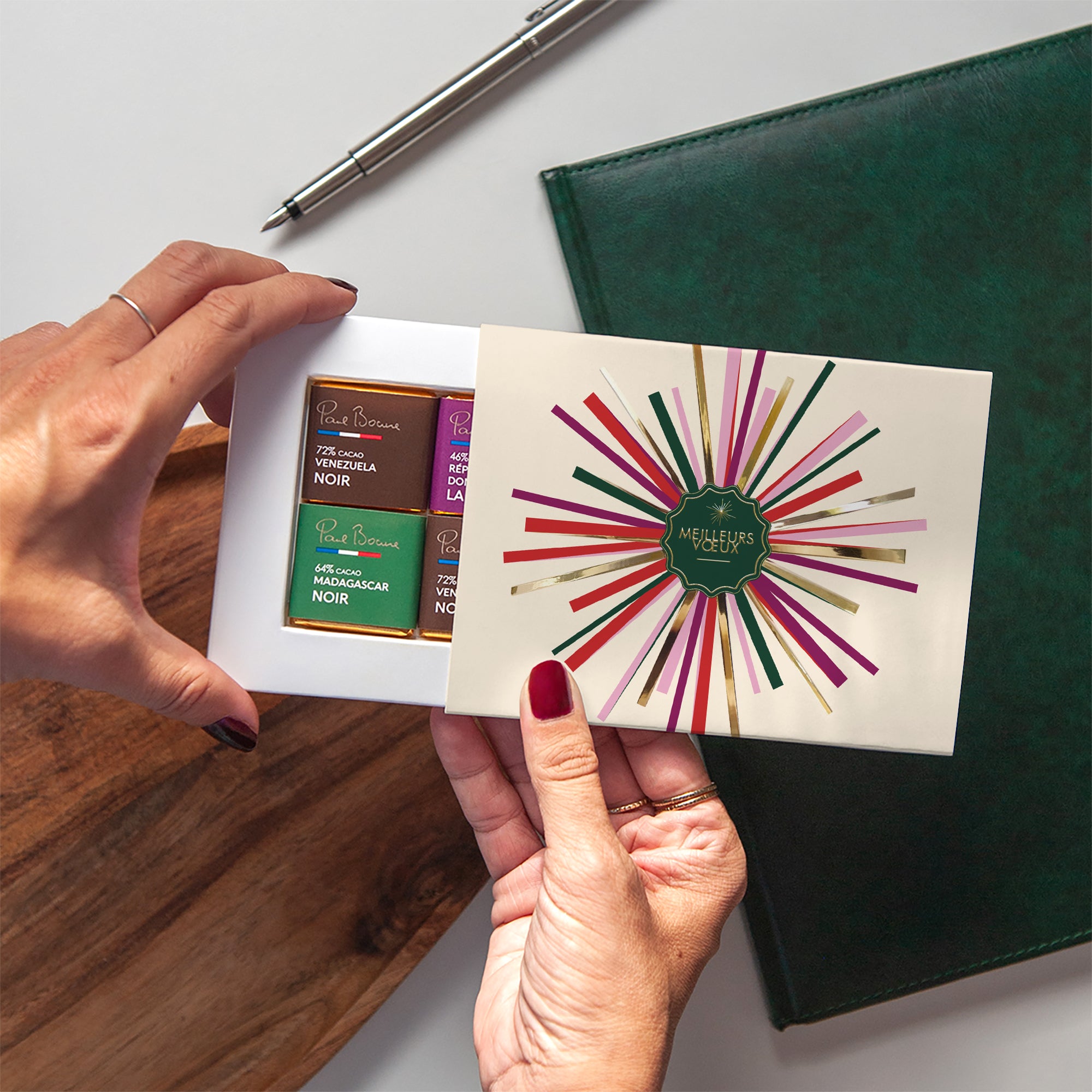Illumination dorée | Vœux professionnels • Carte chocolats photo N° 2