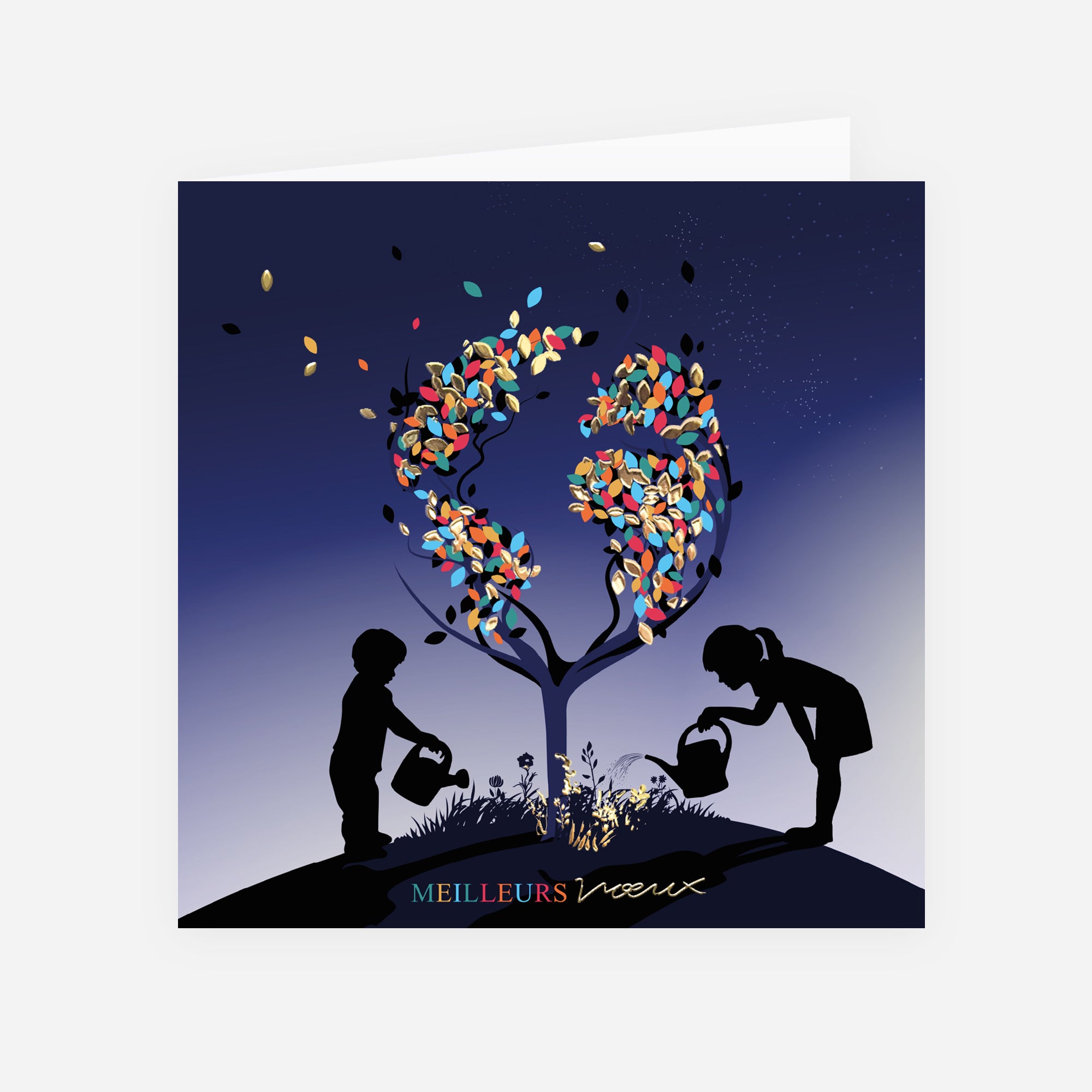 Arbre de vie II | Vœux professionnels • Carte de voeux dorure • Carré double photo N° 1