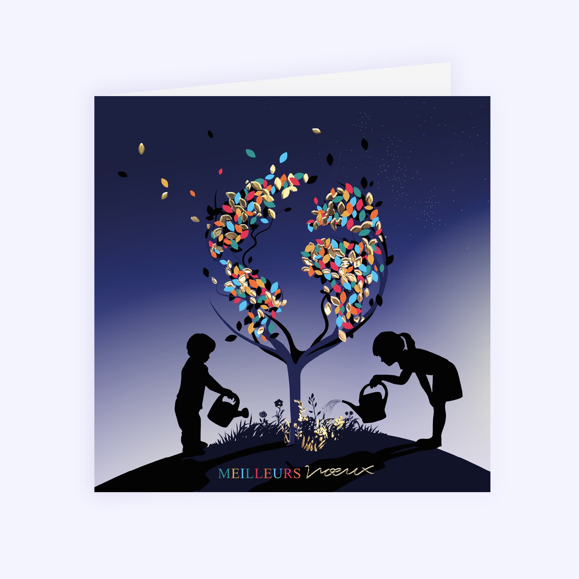 Arbre de vie II | Vœux professionnels • Carte de voeux dorure • Carré double photo N° 1