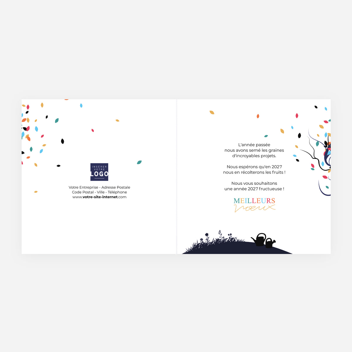 Arbre de vie | Vœux professionnels • Carte de voeux dorure • Carrée pliable photo N° 2