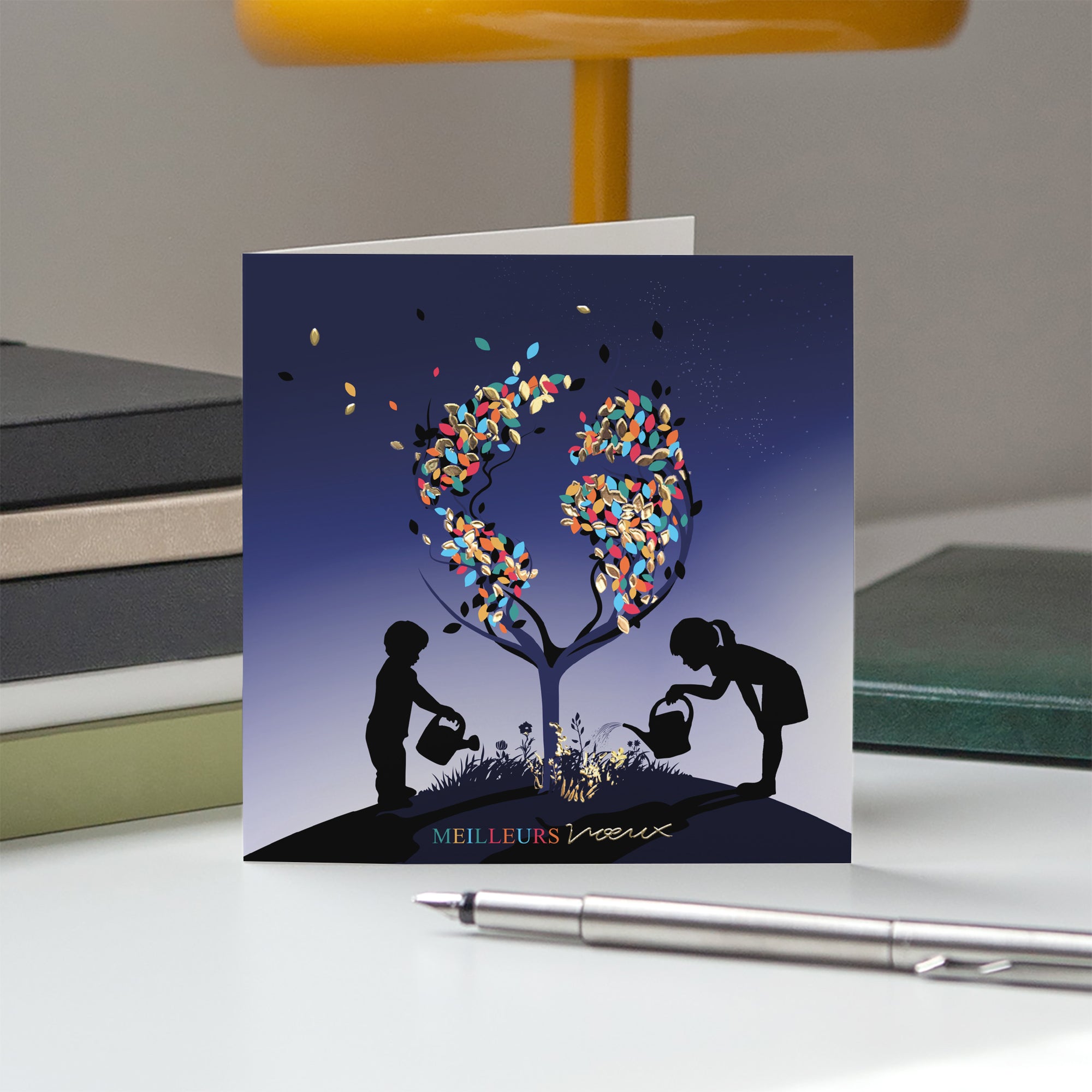 Arbre de vie II | Vœux professionnels • Carte de voeux dorure • Carré double photo N° 5