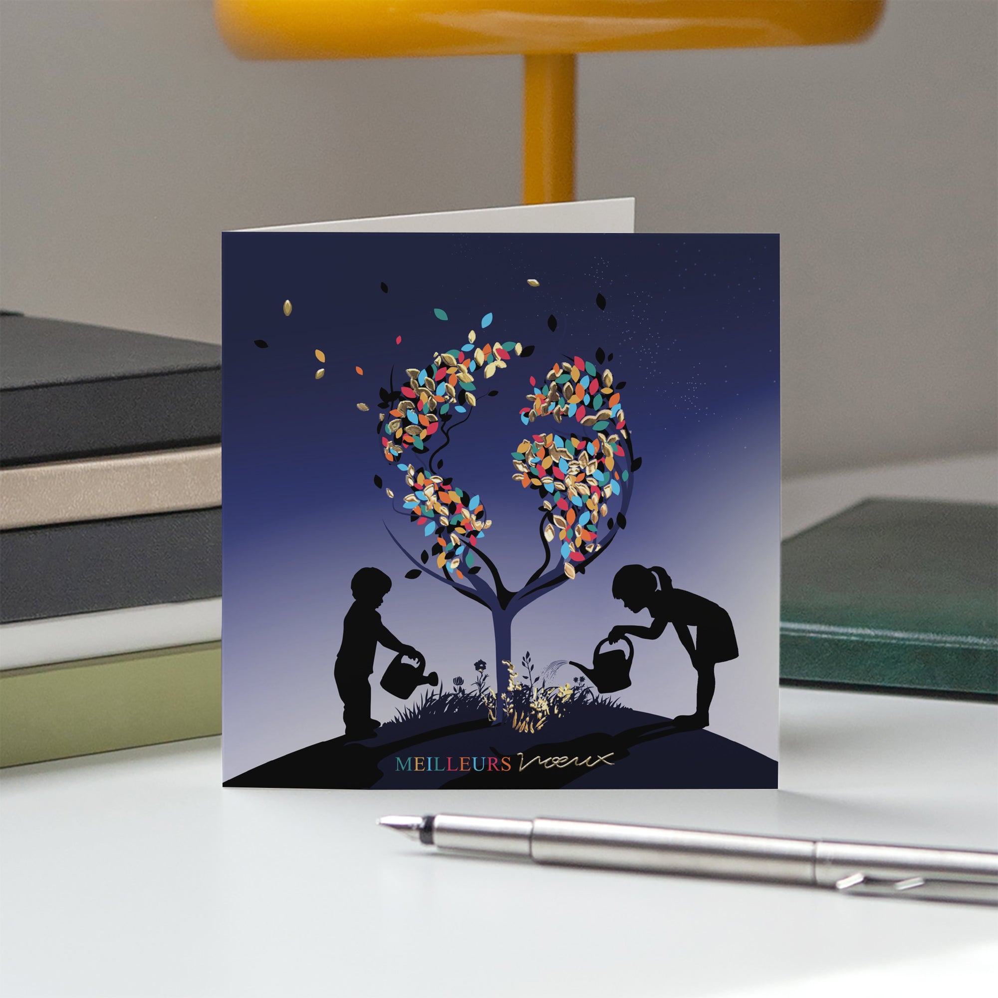 Arbre de vie II | Vœux professionnels • Carte de voeux dorure • Carré double photo N° 5