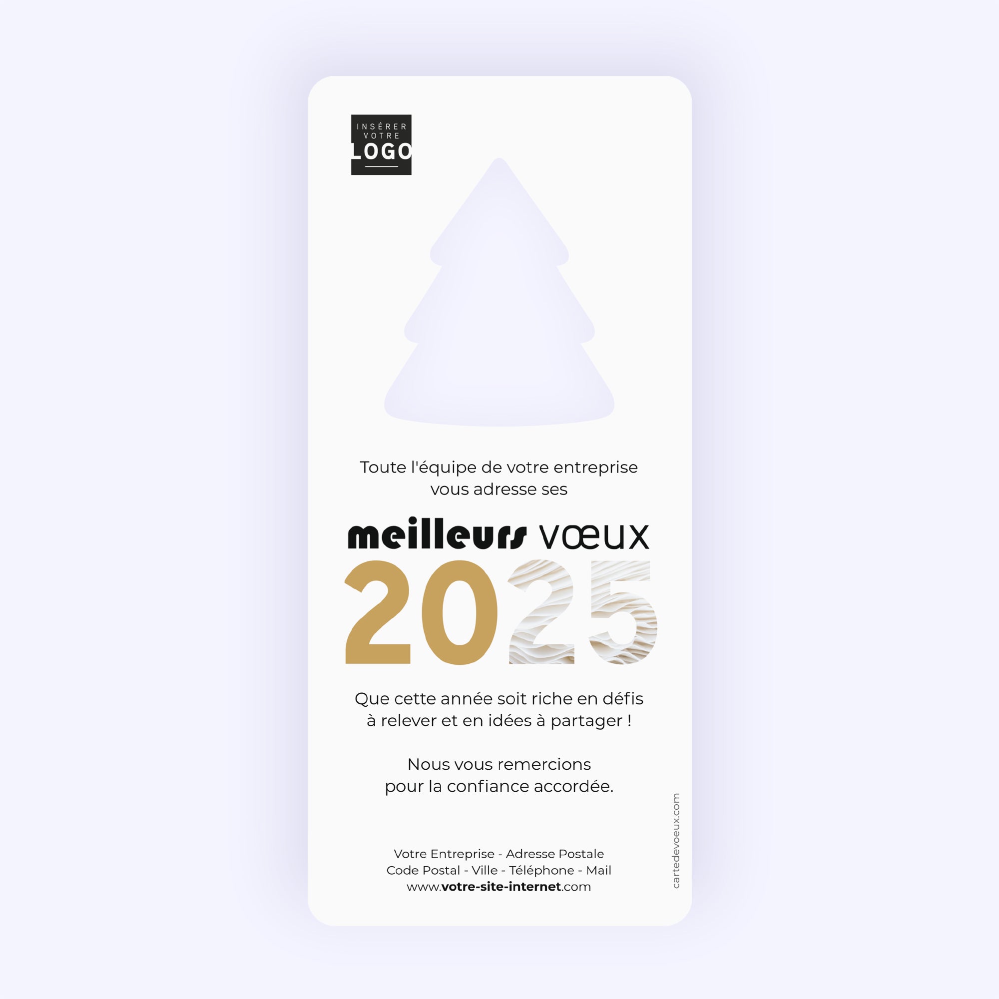 Vagues graphiques II | Vœux professionnels • Carte de voeux dorure • Vertical sapin photo N° 2