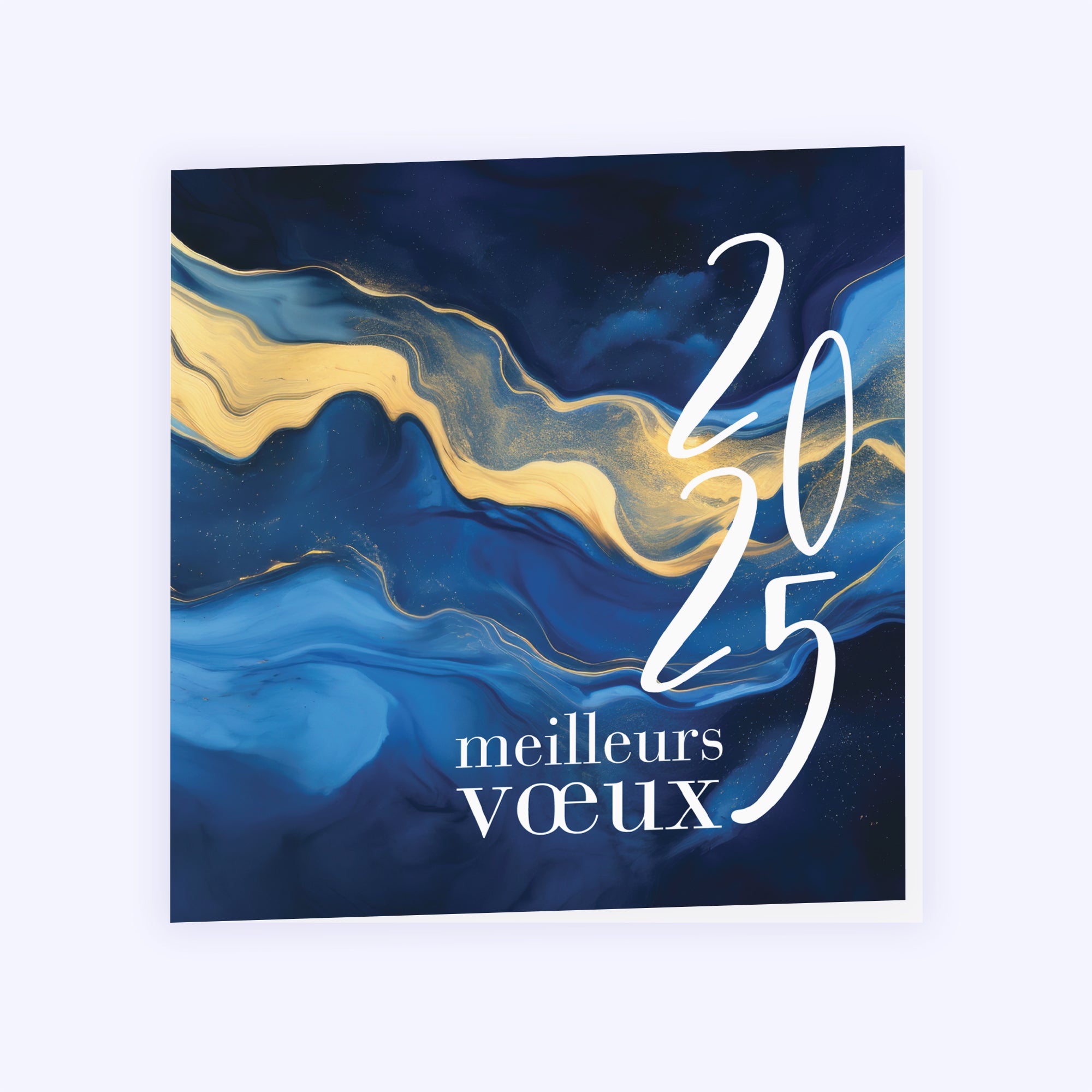Volupté de bleu | Vœux professionnels • Carte de voeux • Carré double photo N° 1