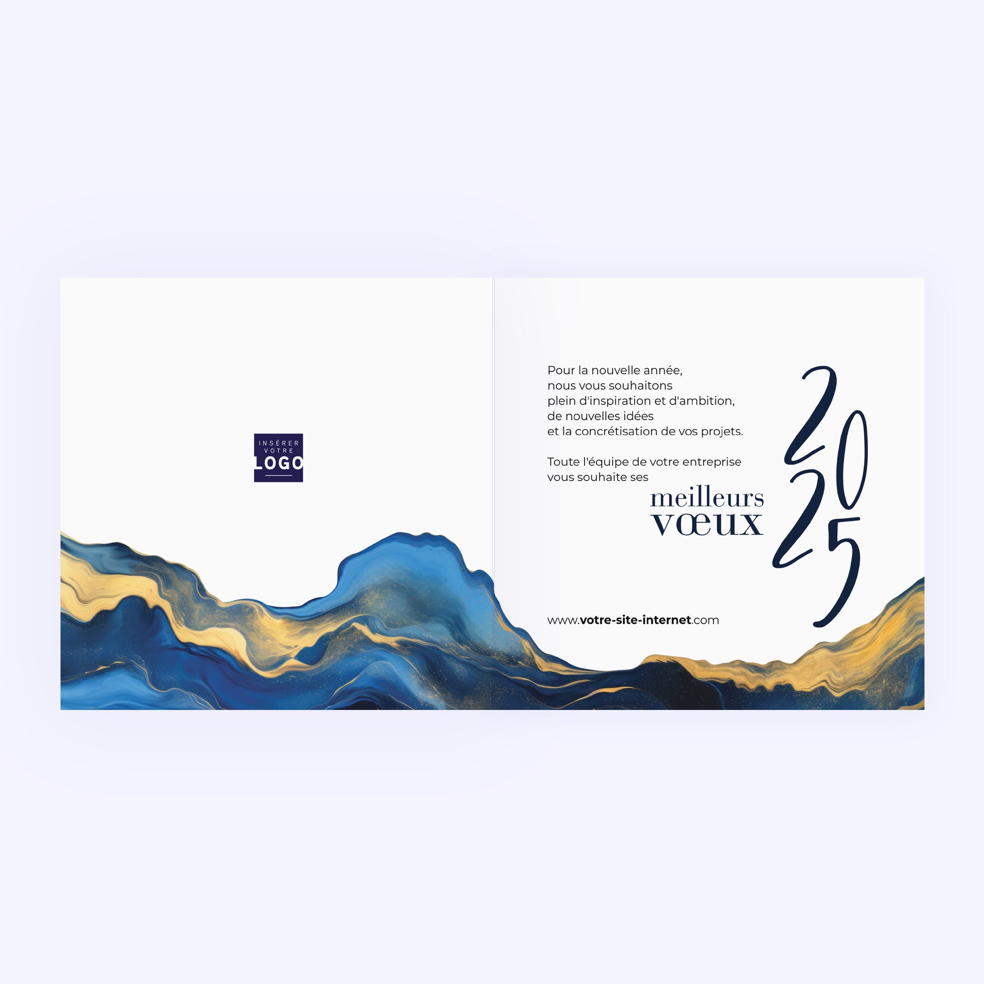 Volupté de bleu | Vœux professionnels • Carte de voeux • Carré double photo N° 2