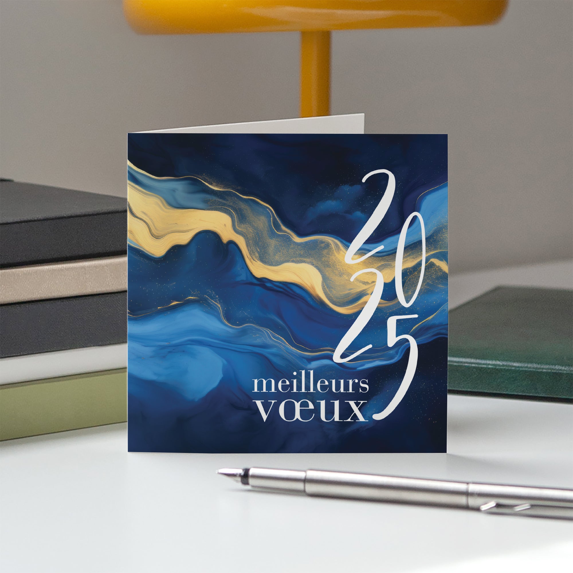 Volupté de bleu | Vœux professionnels • Carte de voeux • Carré double photo N° 5