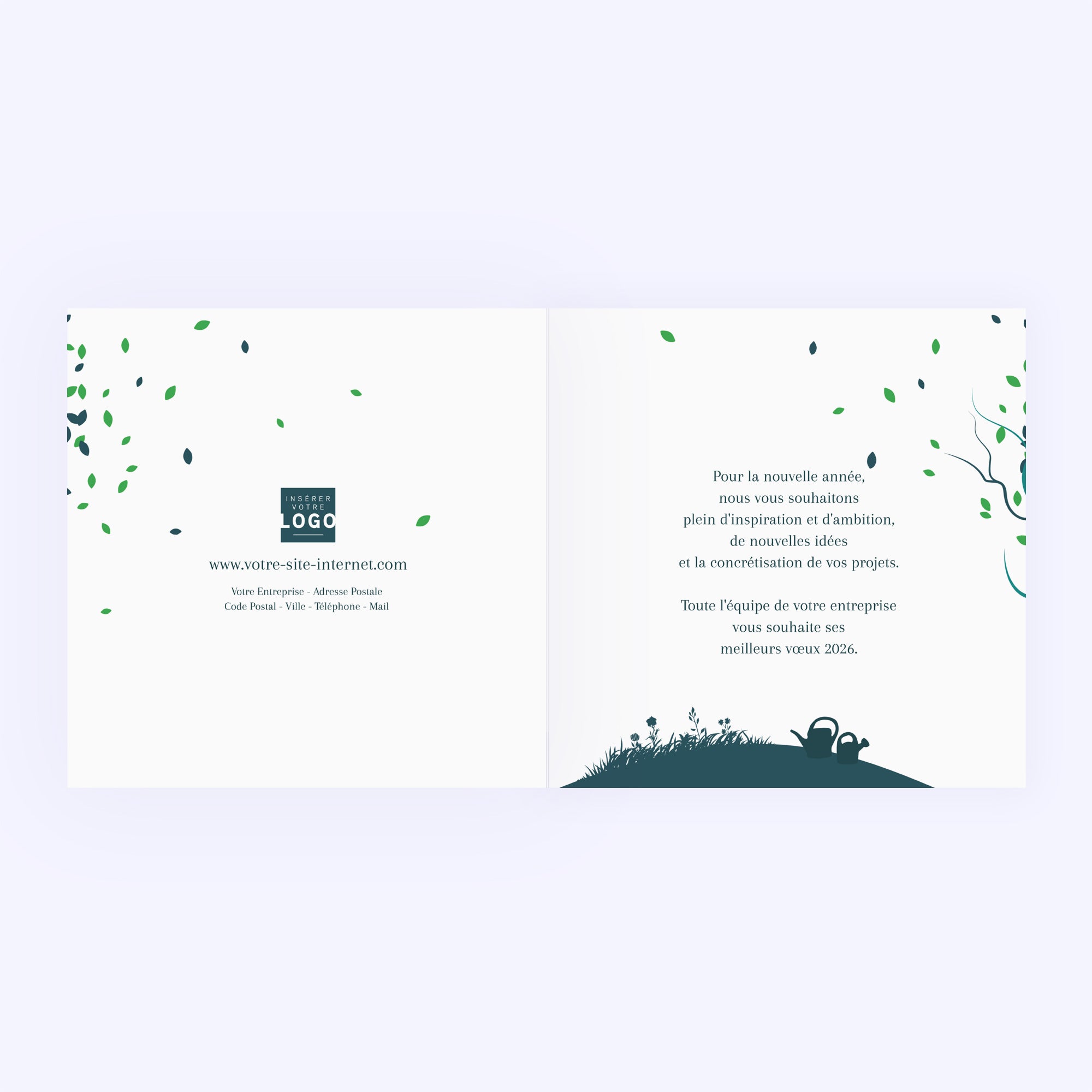 Arbre de vie vert | Vœux professionnels • Carte de voeux • Carré double photo N° 2