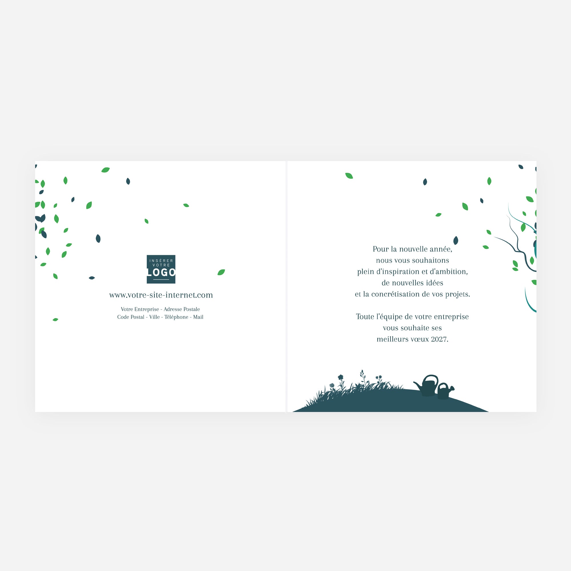 Arbre de vie vert | Vœux professionnels • Carte de voeux • Carré double photo N° 2