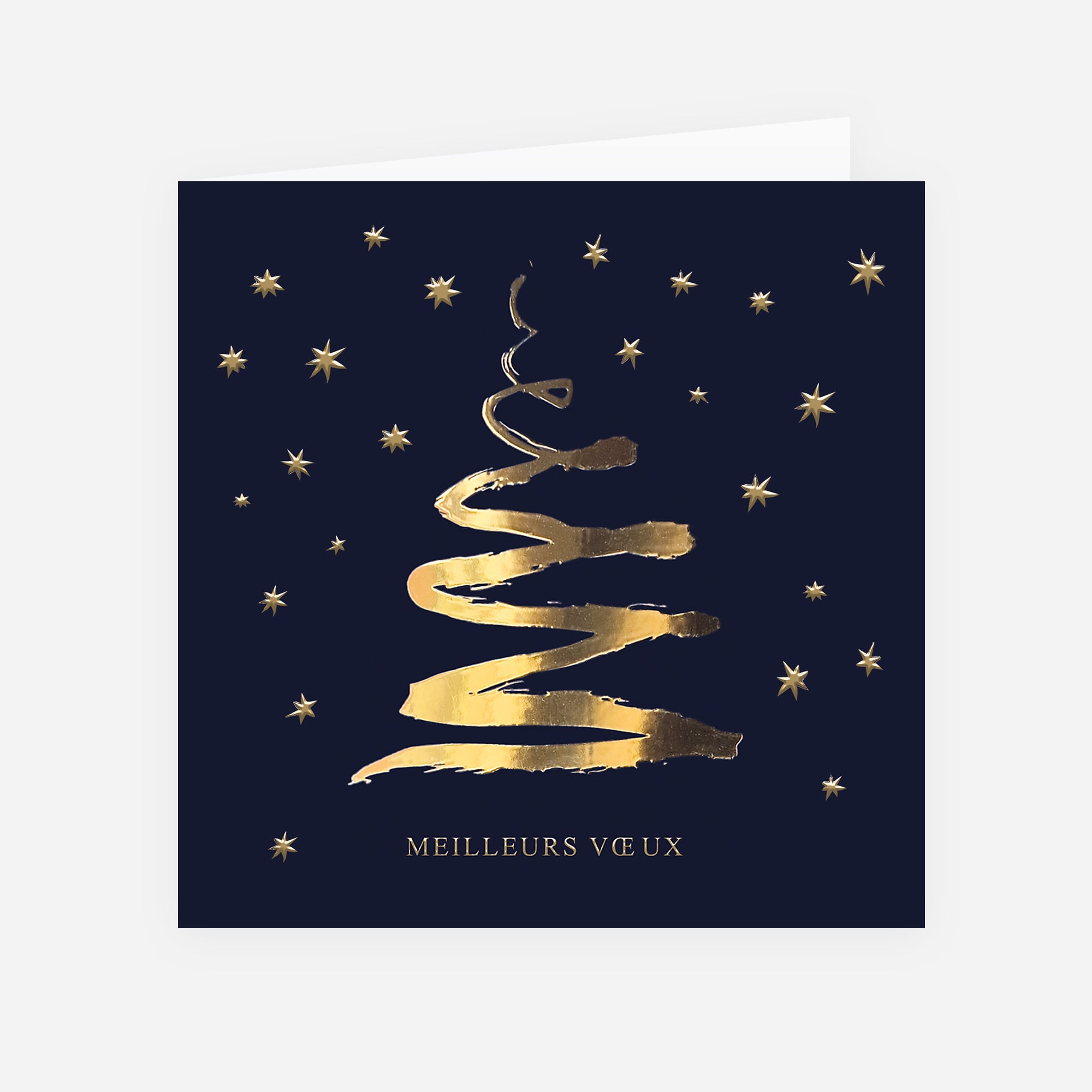 Le sapin d'or | Vœux professionnels • Carte de voeux dorure • Carré double photo N° 1