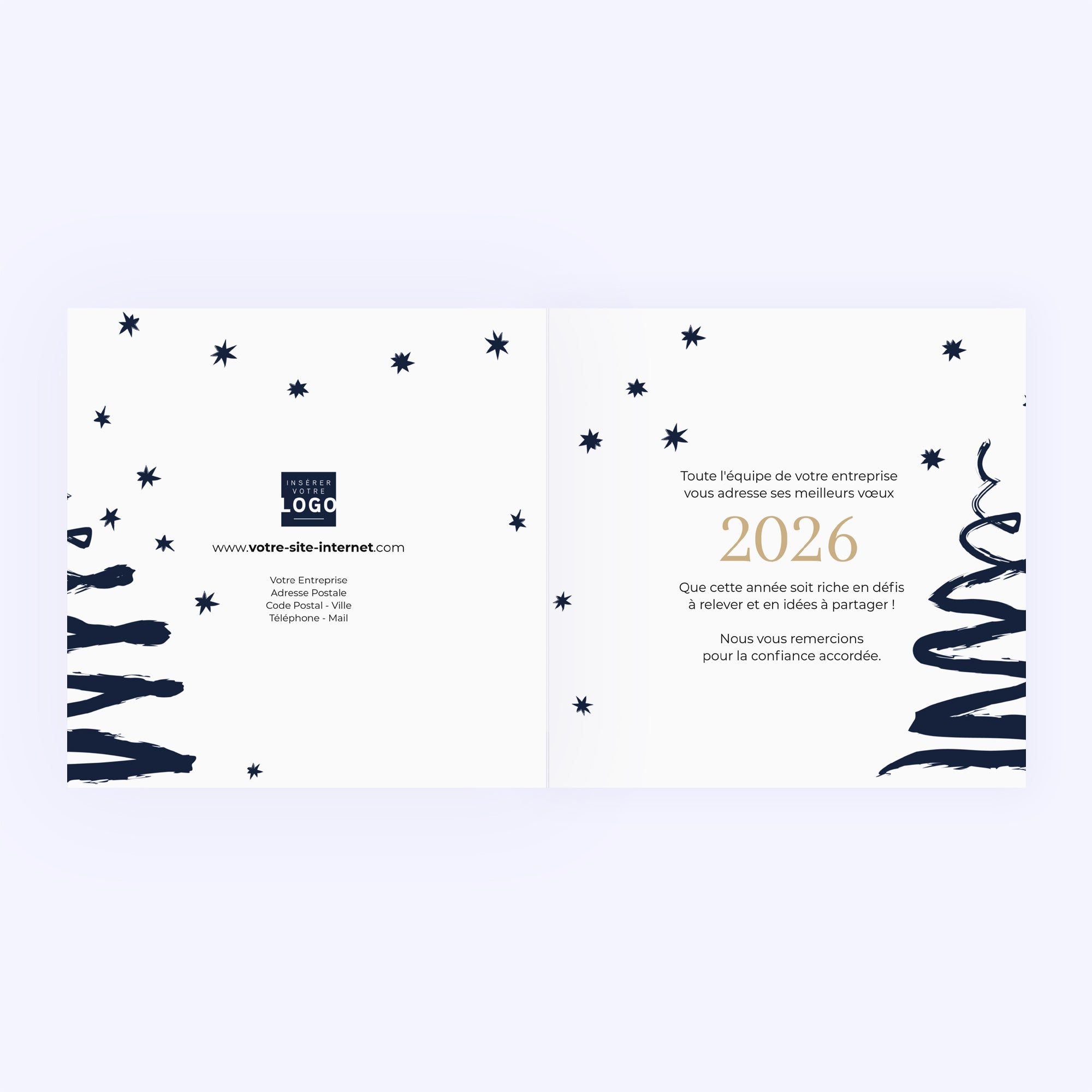 Le sapin d'or | Vœux professionnels • Carte de voeux dorure • Carré double photo N° 2