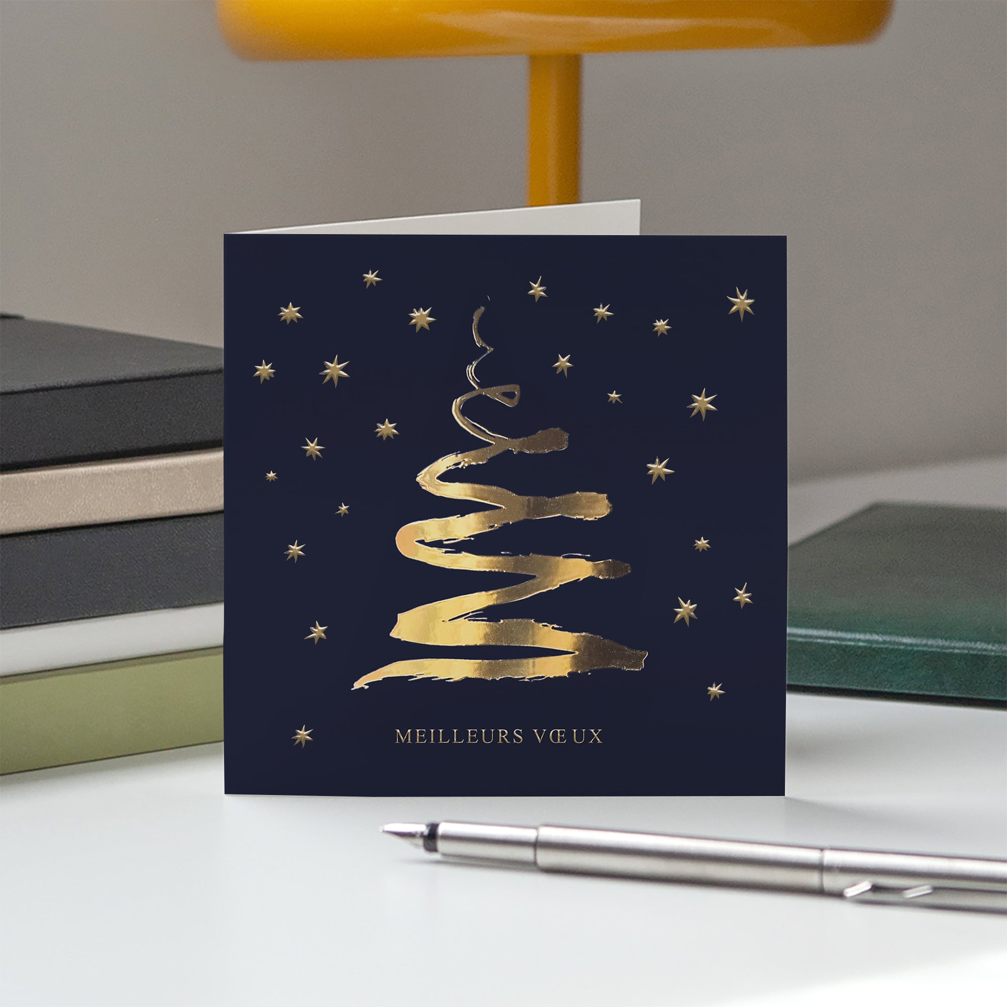 Le sapin d'or | Vœux professionnels • Carte de voeux dorure • Carré double photo N° 5